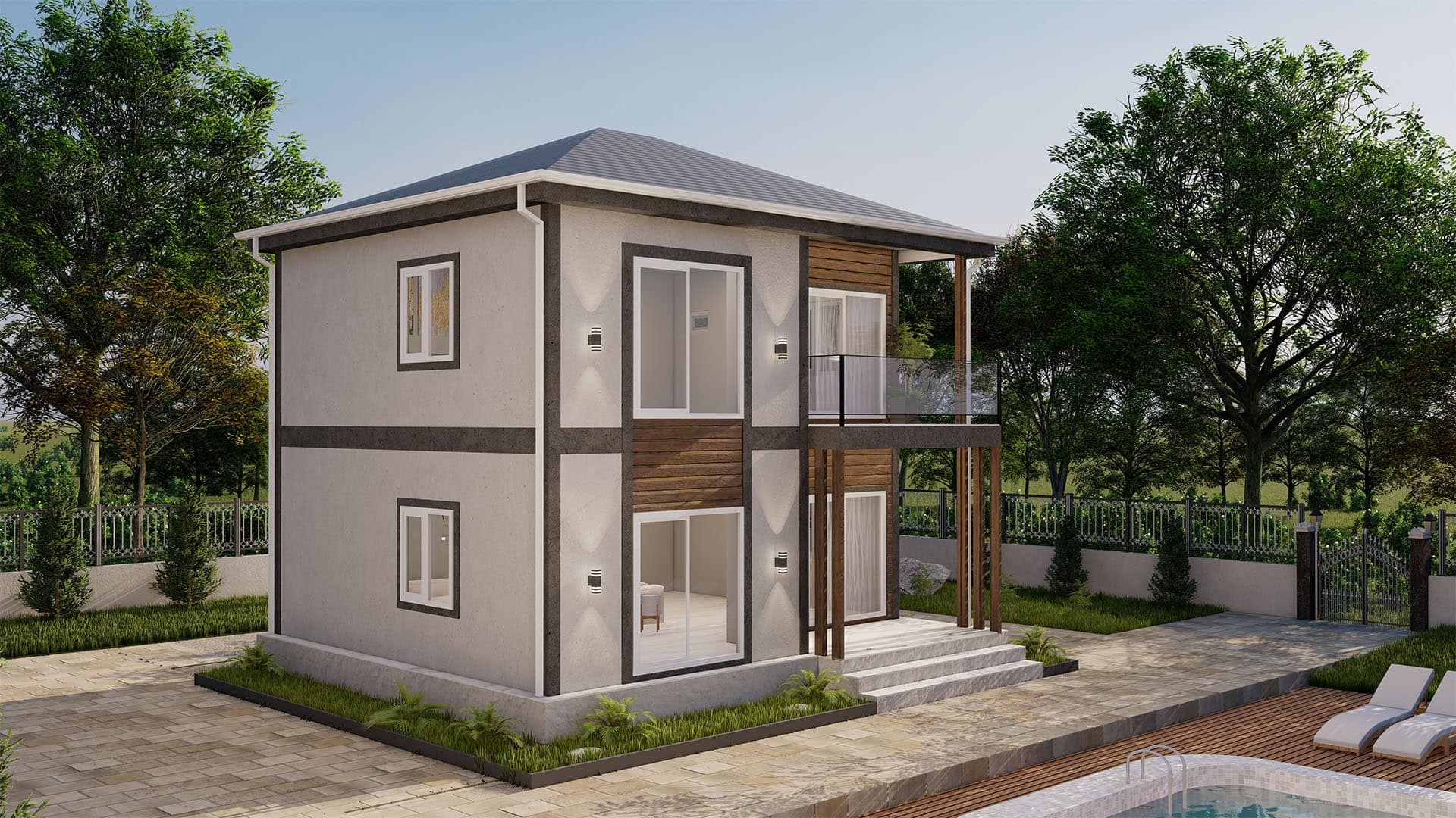 LB-2104 104 m² prefabrik ev dış cephe 3