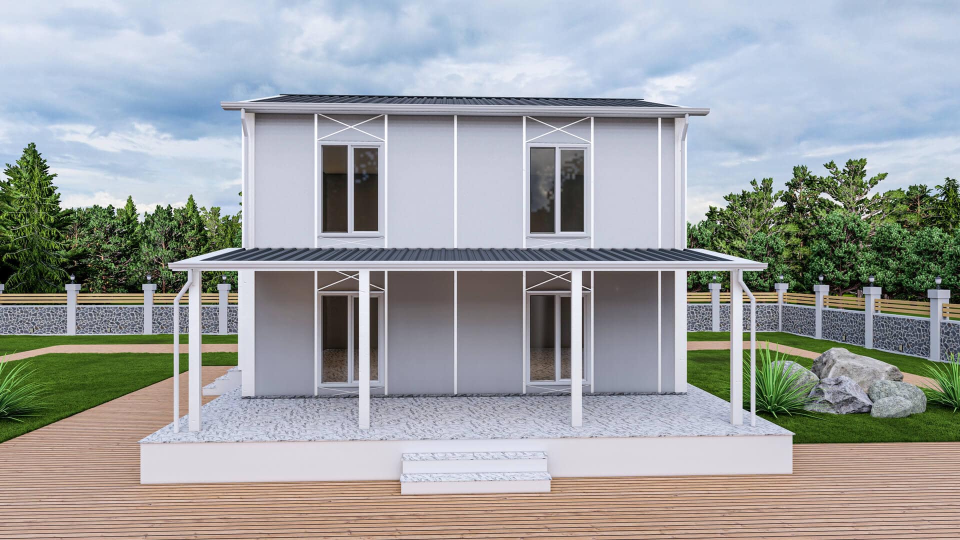 LB-2132 132 m² prefabrik ev dış cephe 2