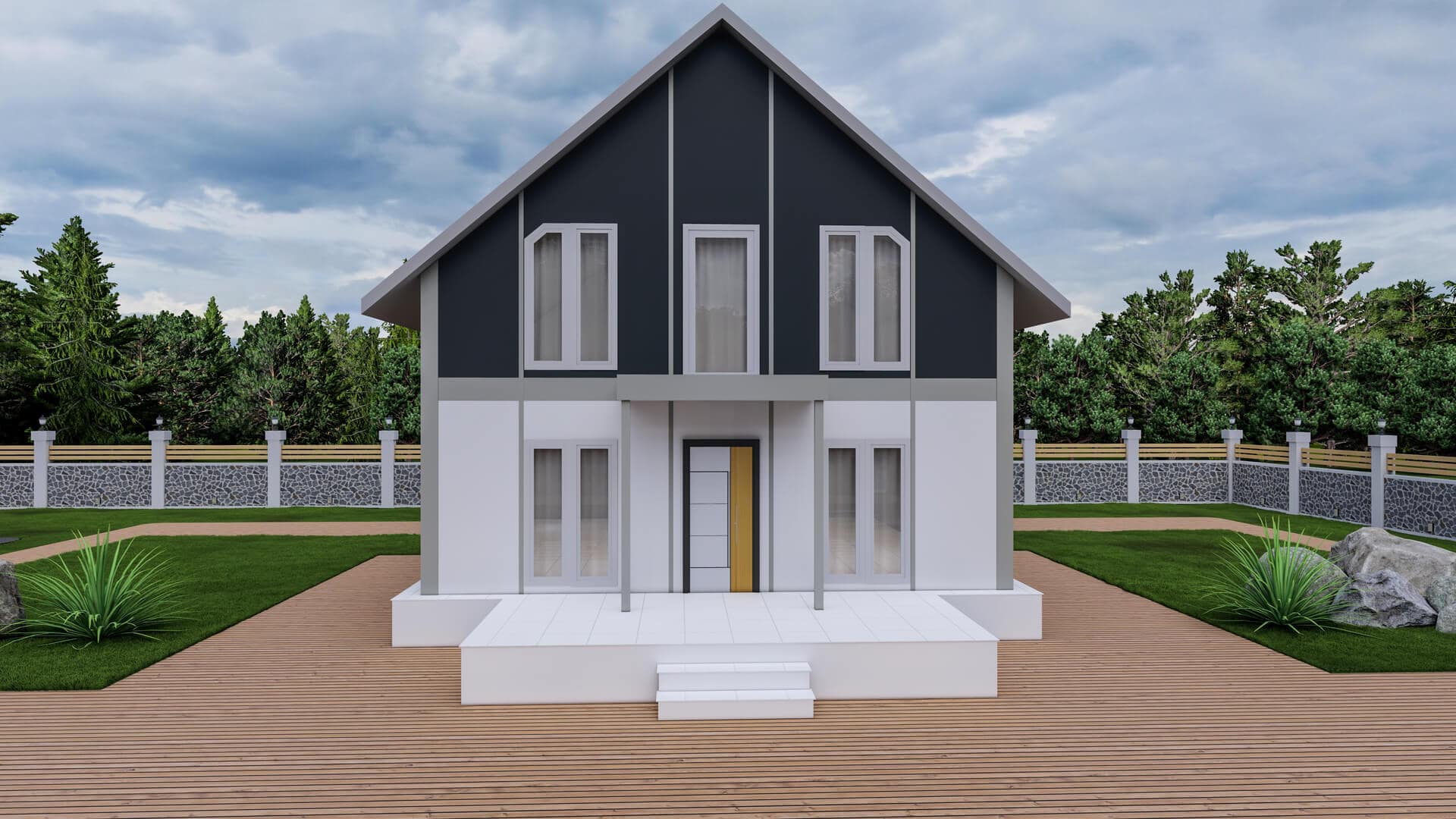 LB-2142 142 m² prefabrik ev dış cephe 2