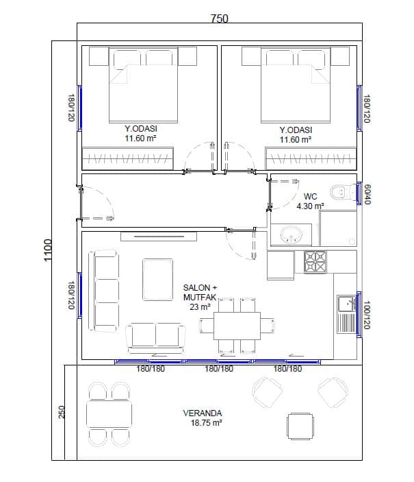 LB-1080 80 m² çelik ev dış cephe 4