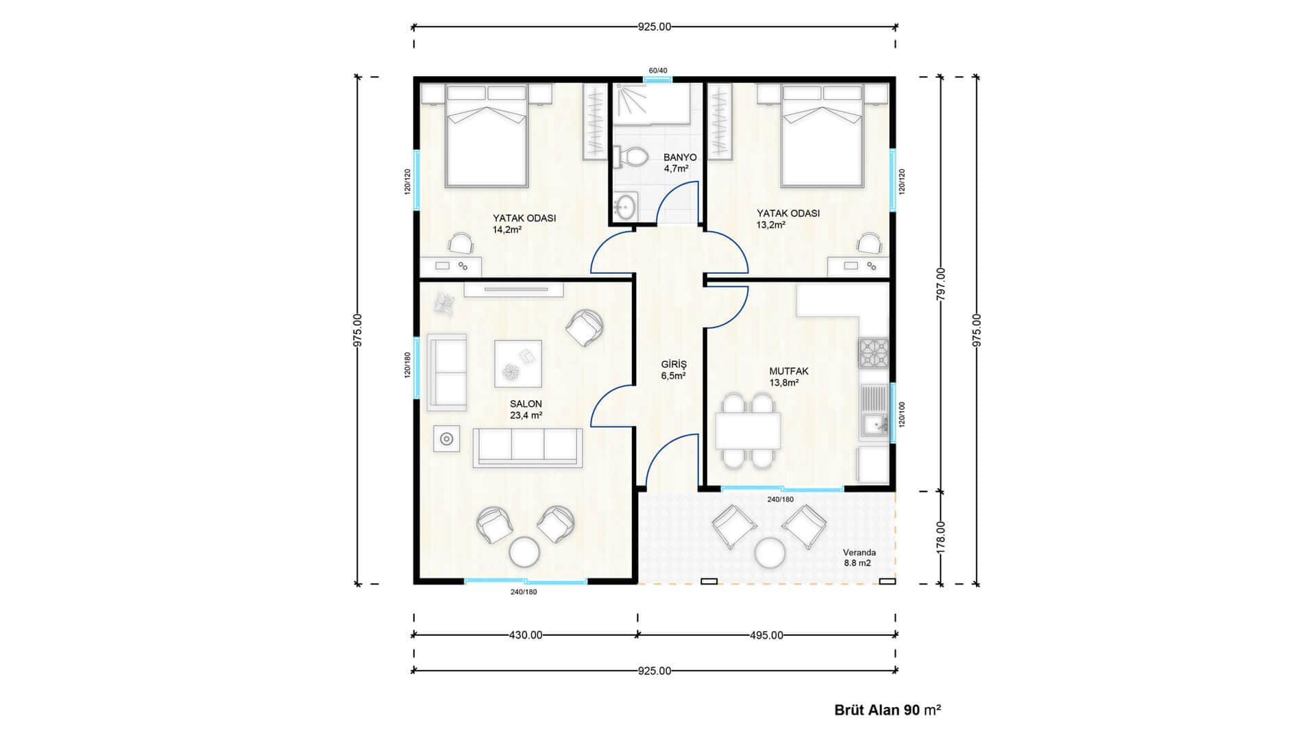 LB-1091 91 m² çelik ev dış cephe 2