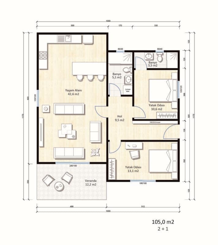 LB-1105 105 m² çelik ev dış cephe 4