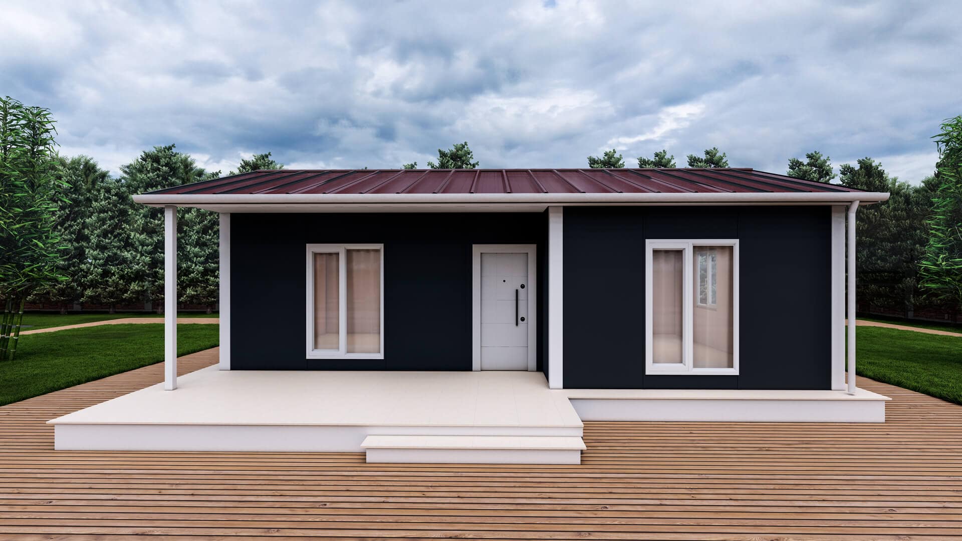 65 m² Tek Kat Prefabrik dış cephe