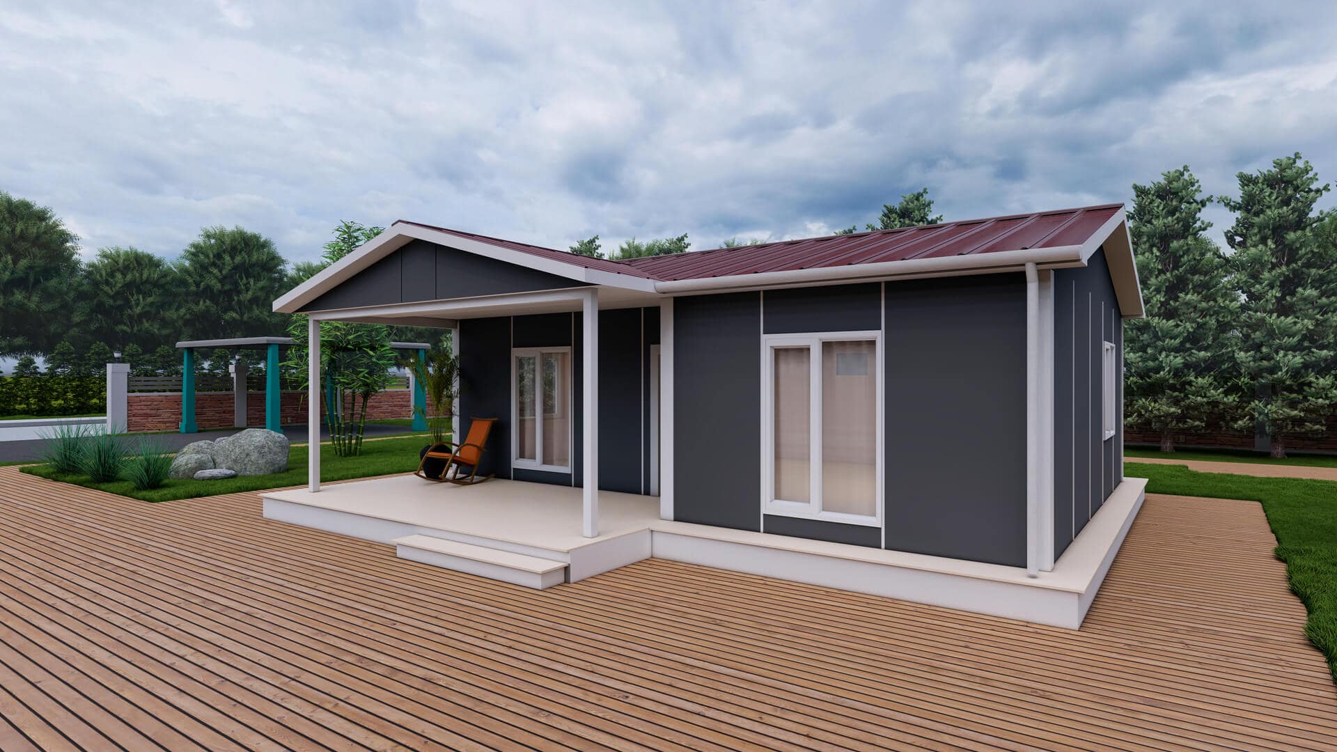 LB-1074 74 m² prefabrik ev dış cephe 3