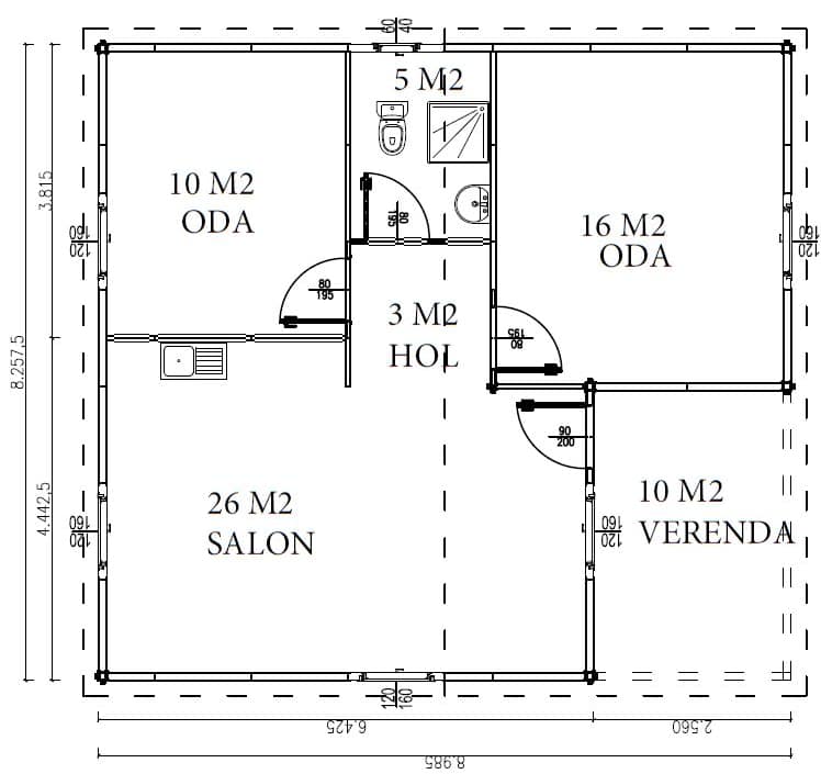 LB-1075 75 m² prefabrik ev dış cephe 4