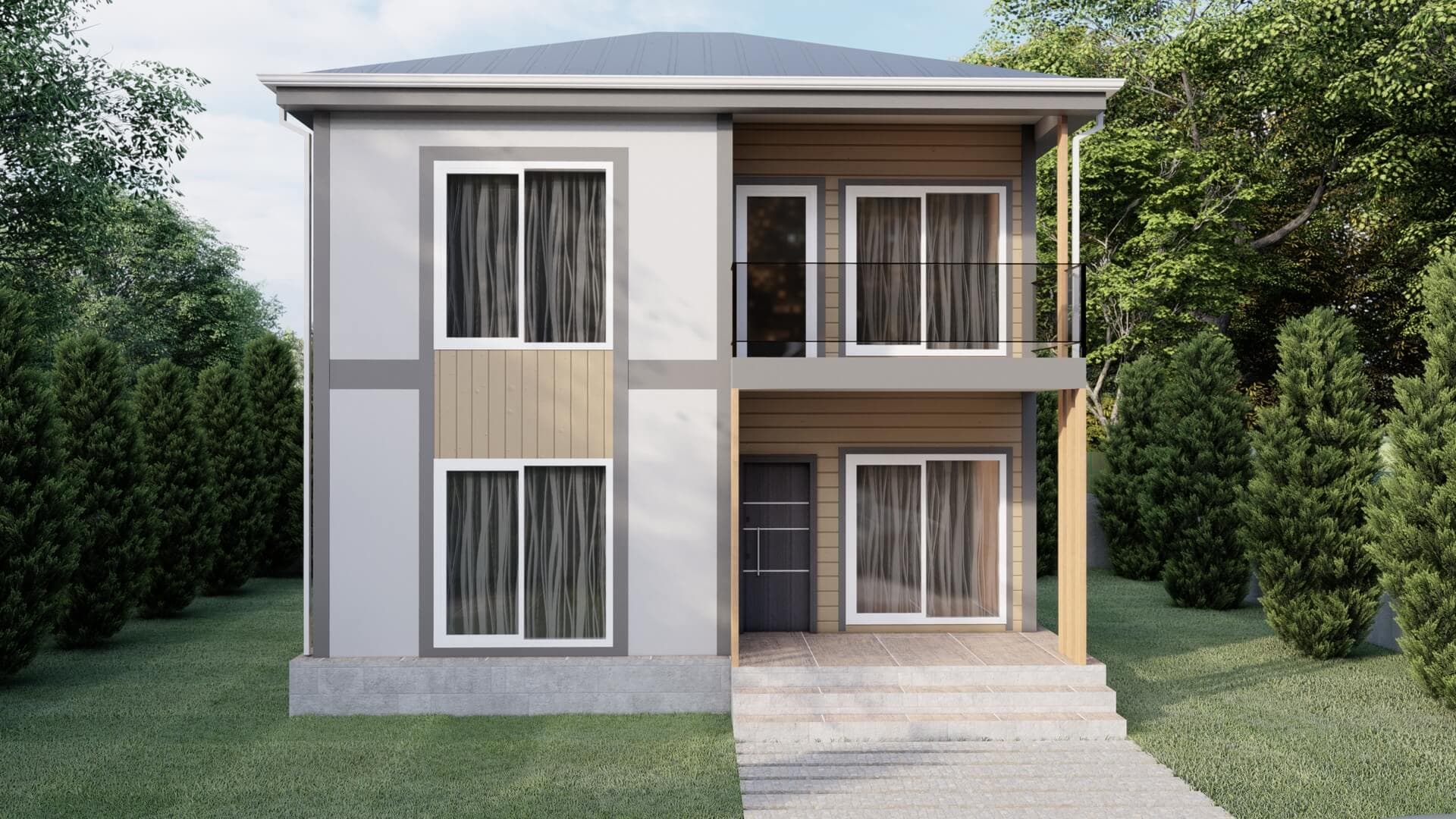LB-2120 120 m² prefabrik ev dış cephe 2