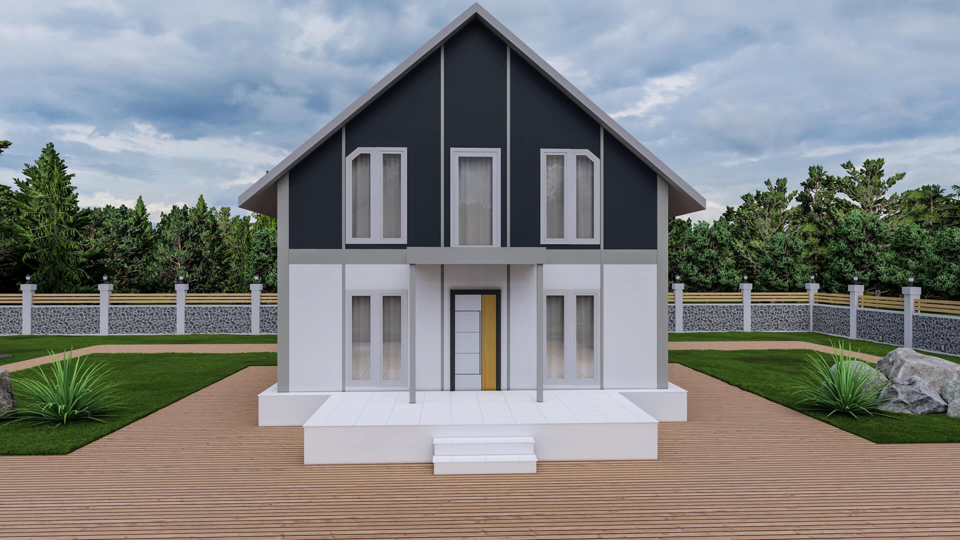 LB-2142 142 m² prefabrik ev dış cephe 2