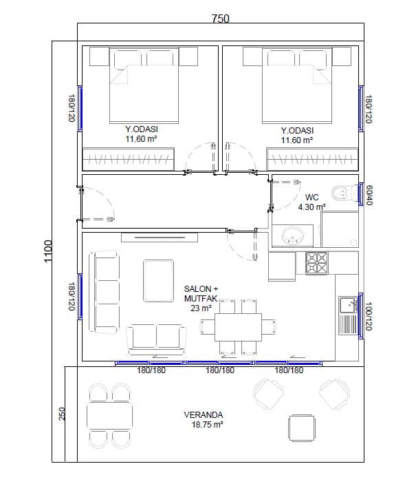 LB-1080 80 m² çelik ev dış cephe 4