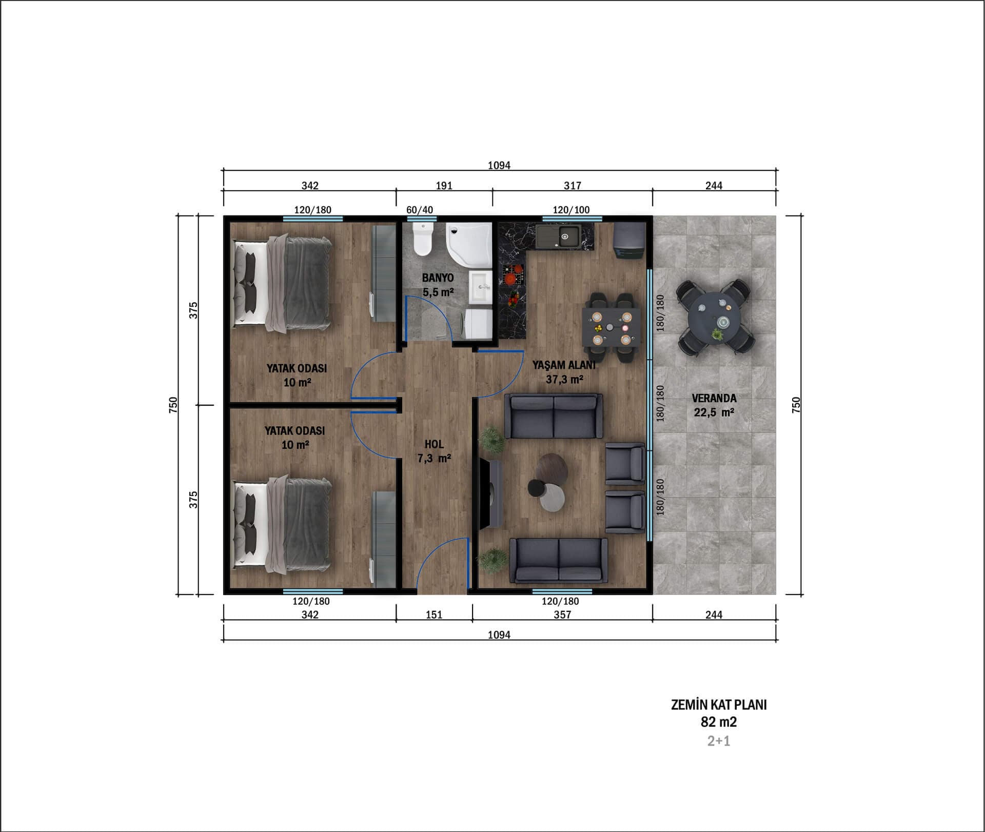 LB-1082 82 m² çelik ev dış cephe 4