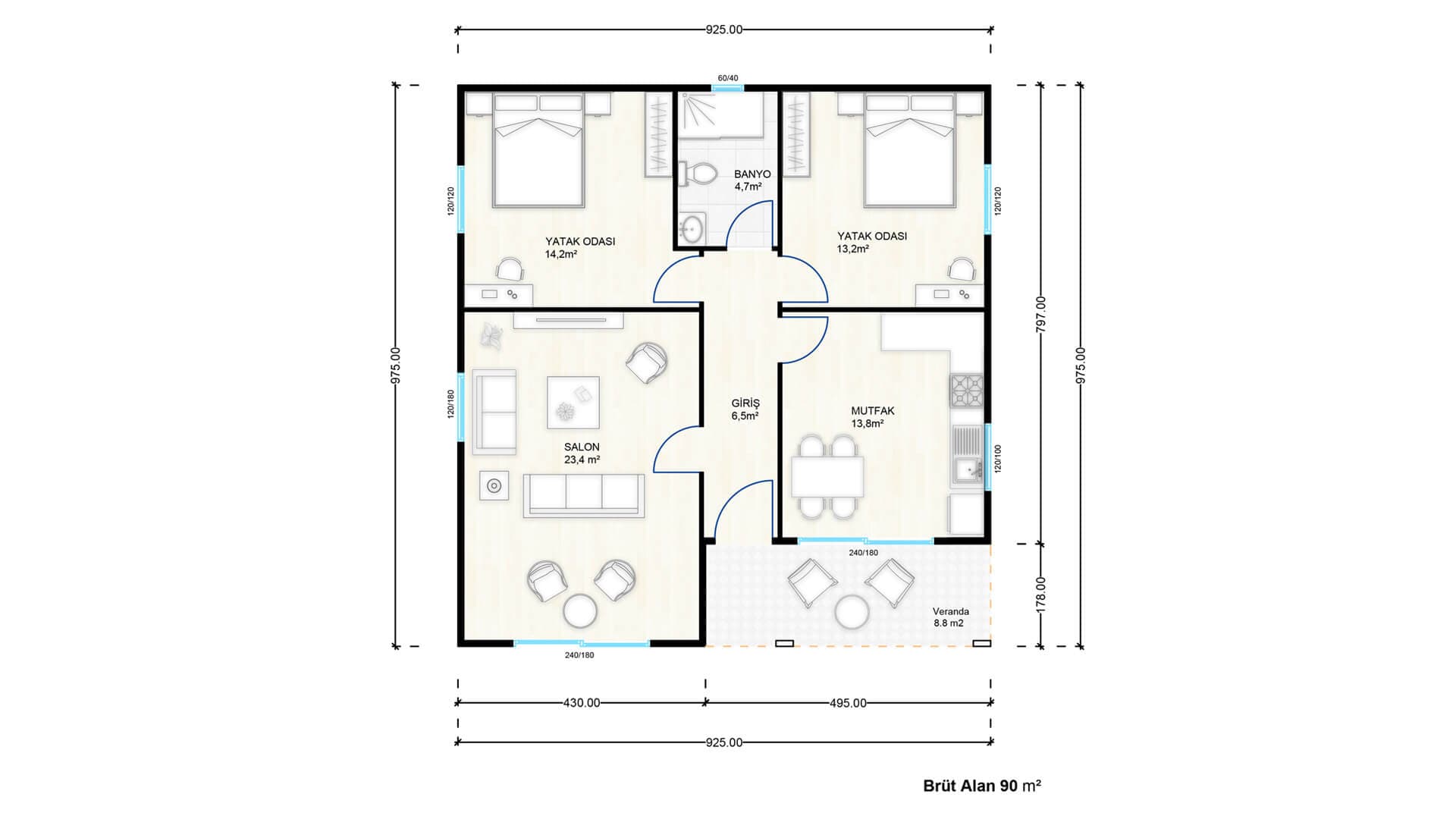 LB-1091 91 m² çelik ev dış cephe 2