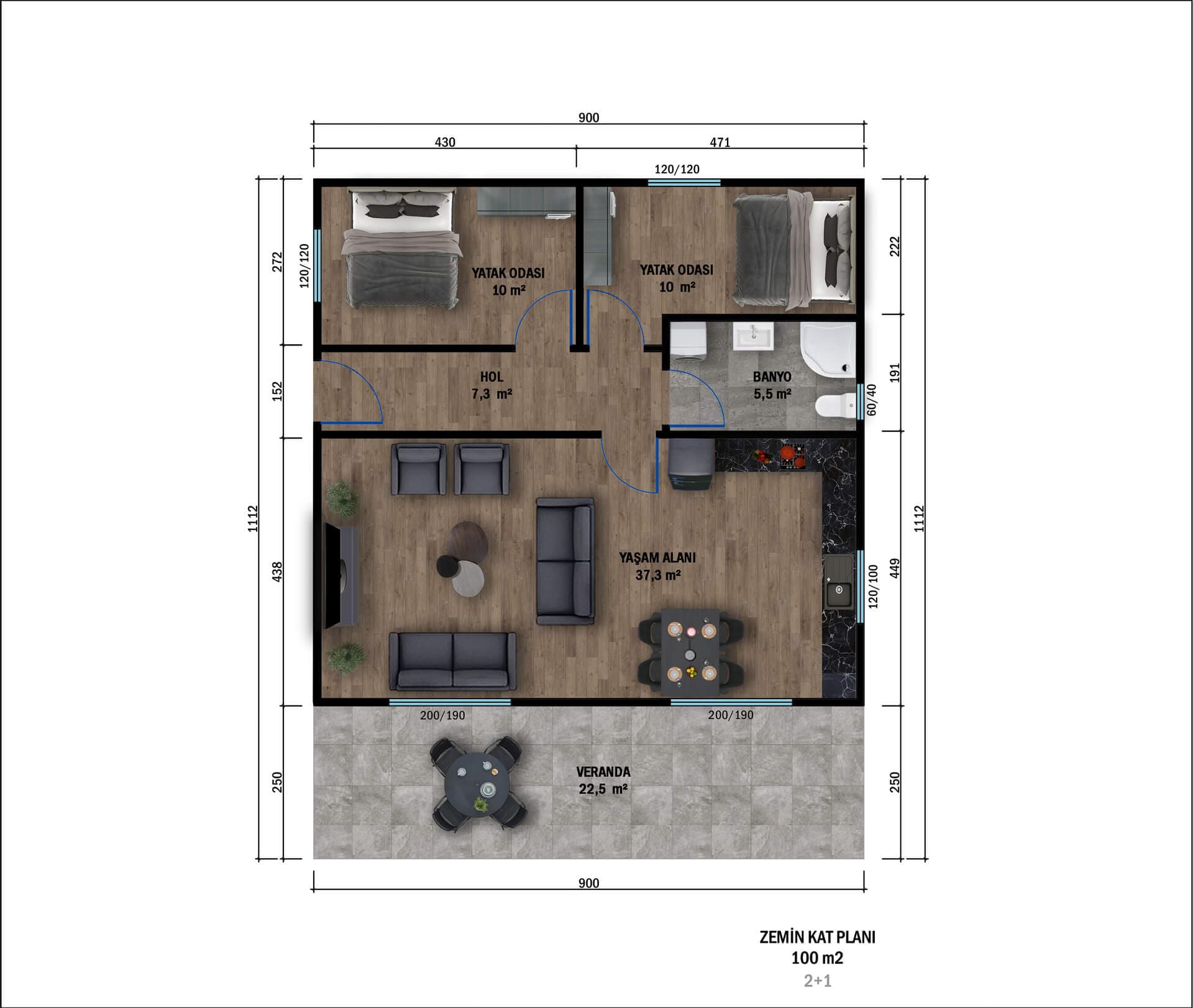 LB-1099 99 m² çelik ev dış cephe 4