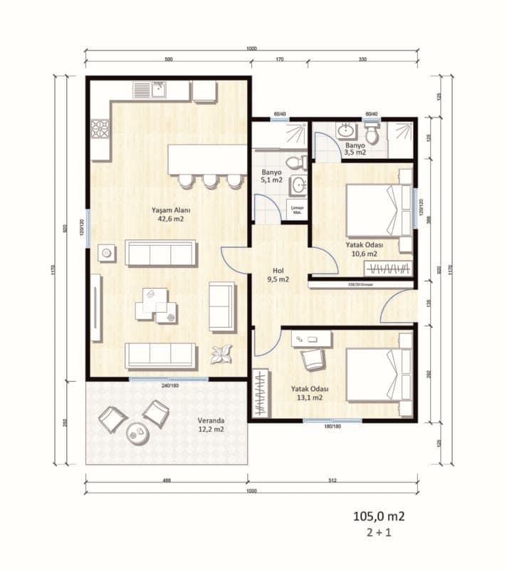LB-1105 105 m² çelik ev dış cephe 4