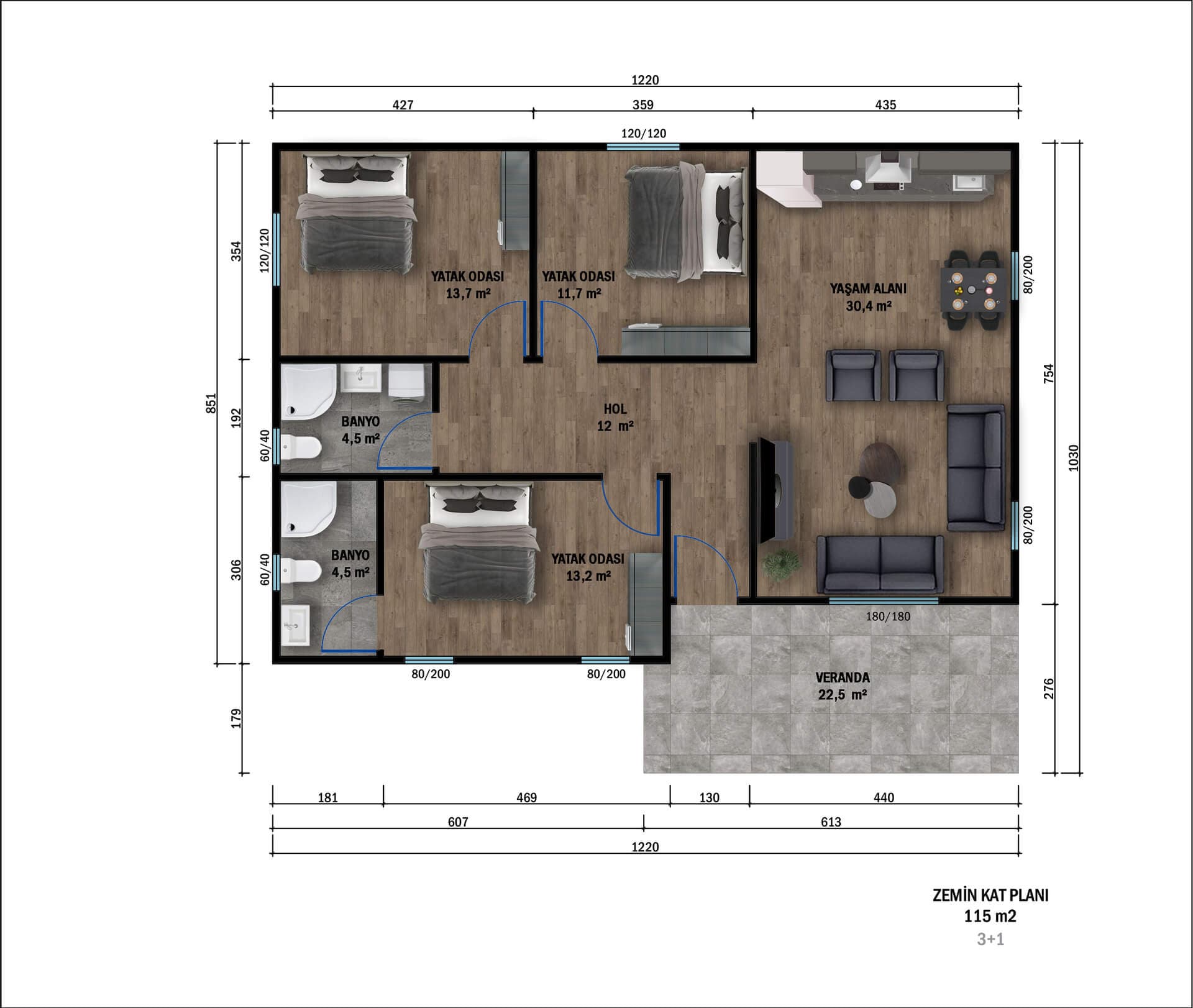 LB-1115 115 m² çelik ev dış cephe 7