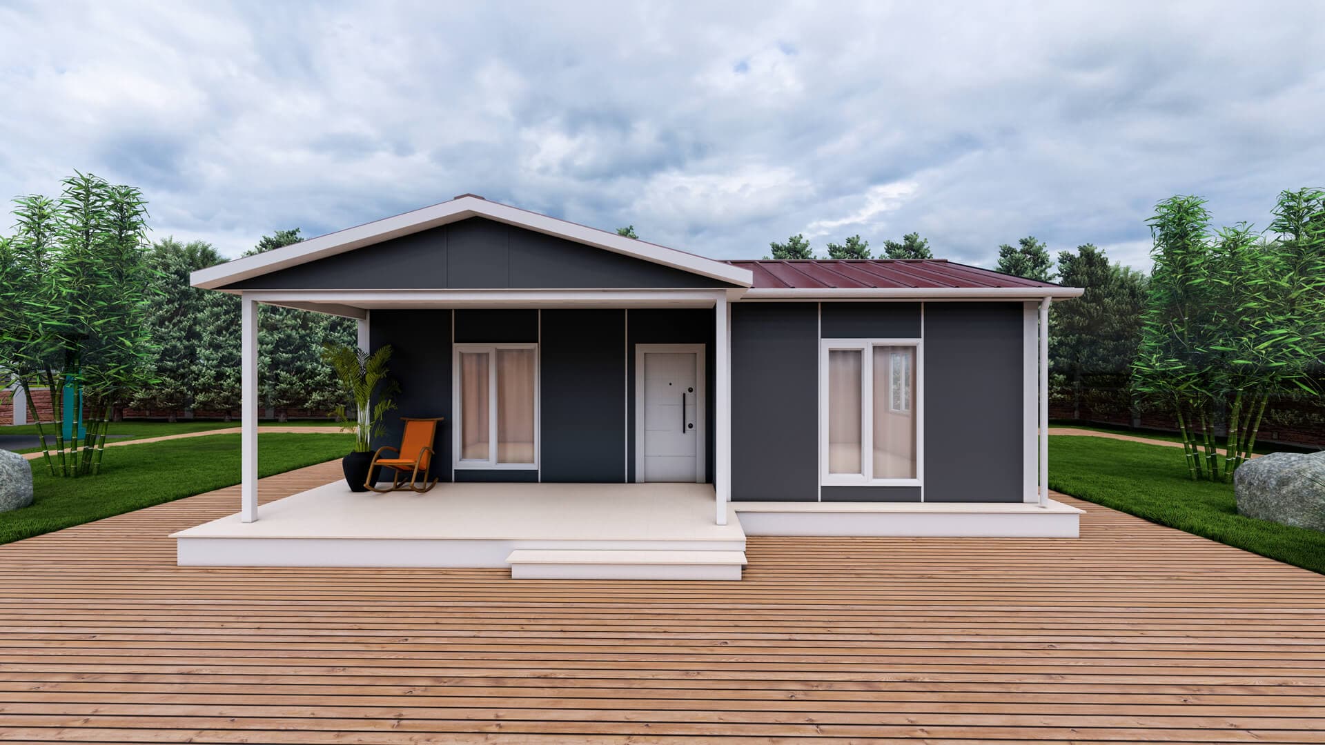 LB-1074 74 m² prefabrik ev dış cephe 1