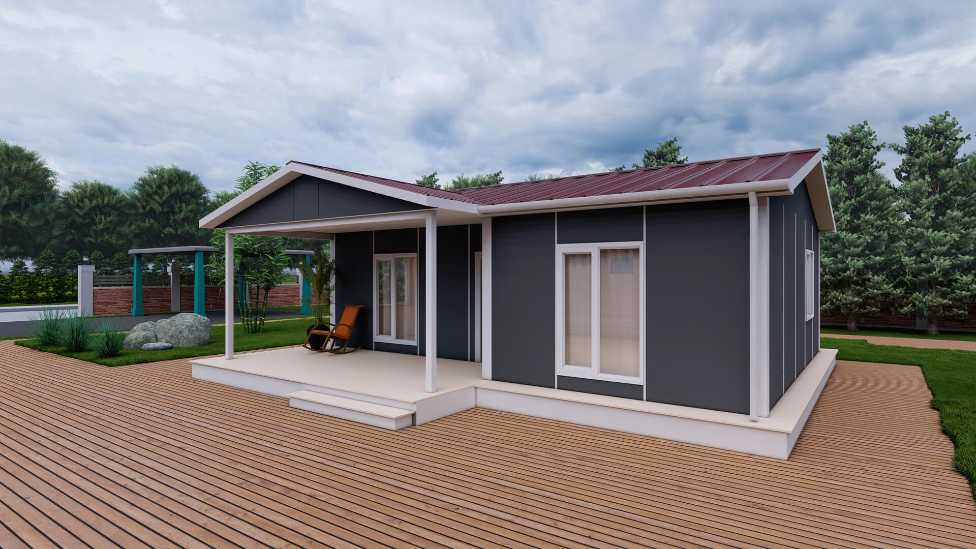 LB-1074 74 m² prefabrik ev dış cephe 3