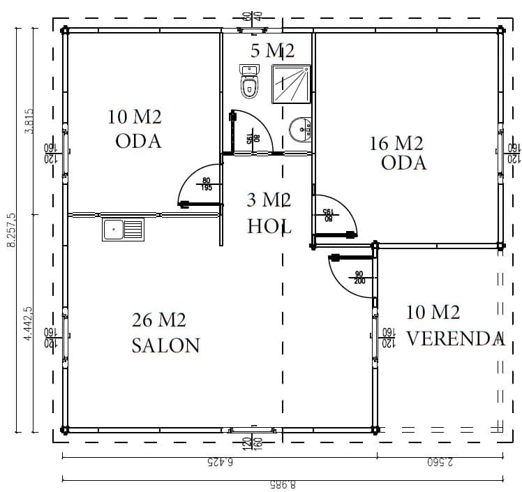 LB-1075 75 m² prefabrik ev dış cephe 4