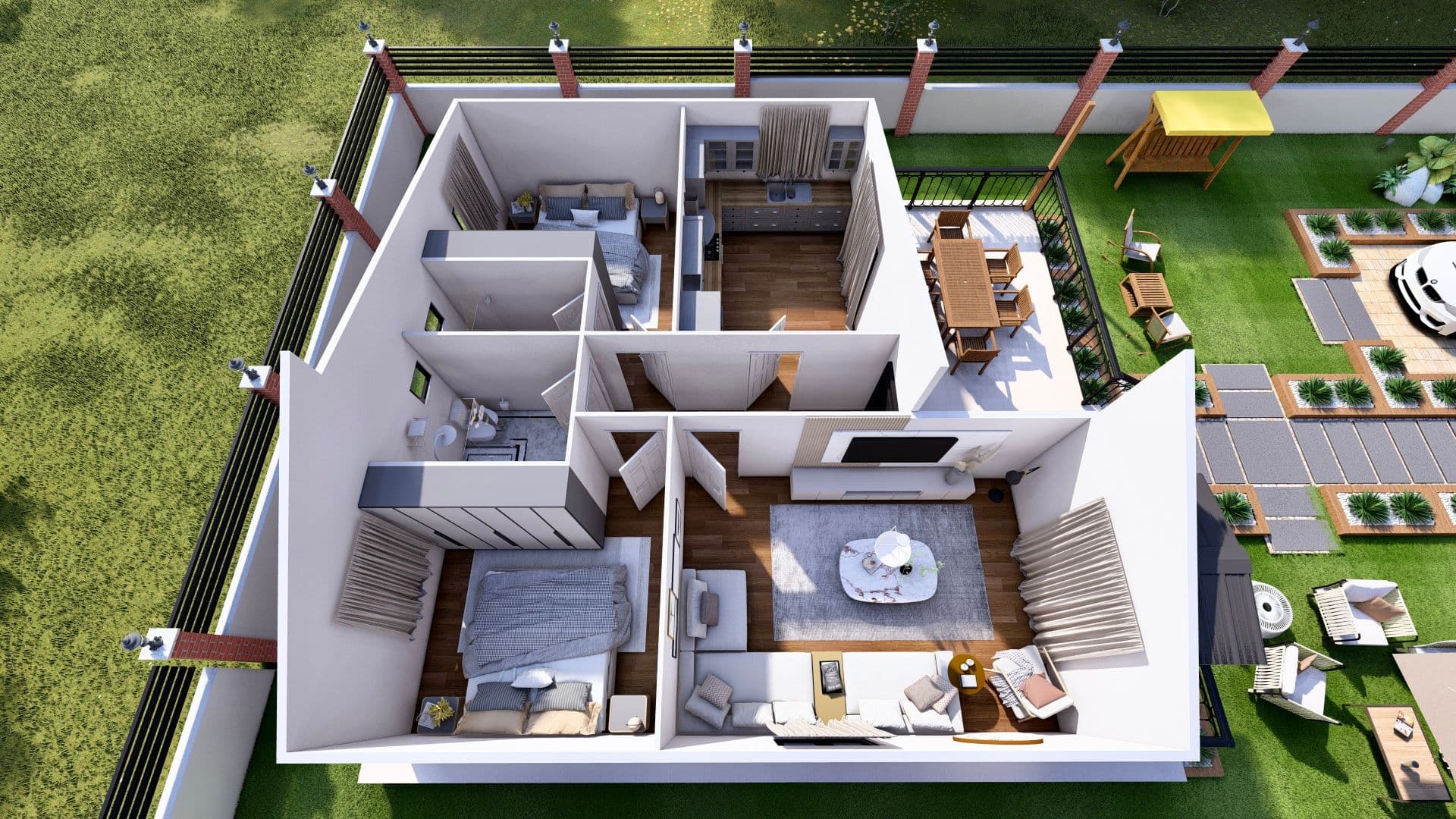 LB-1098 98 m² prefabrik ev kat planı 2