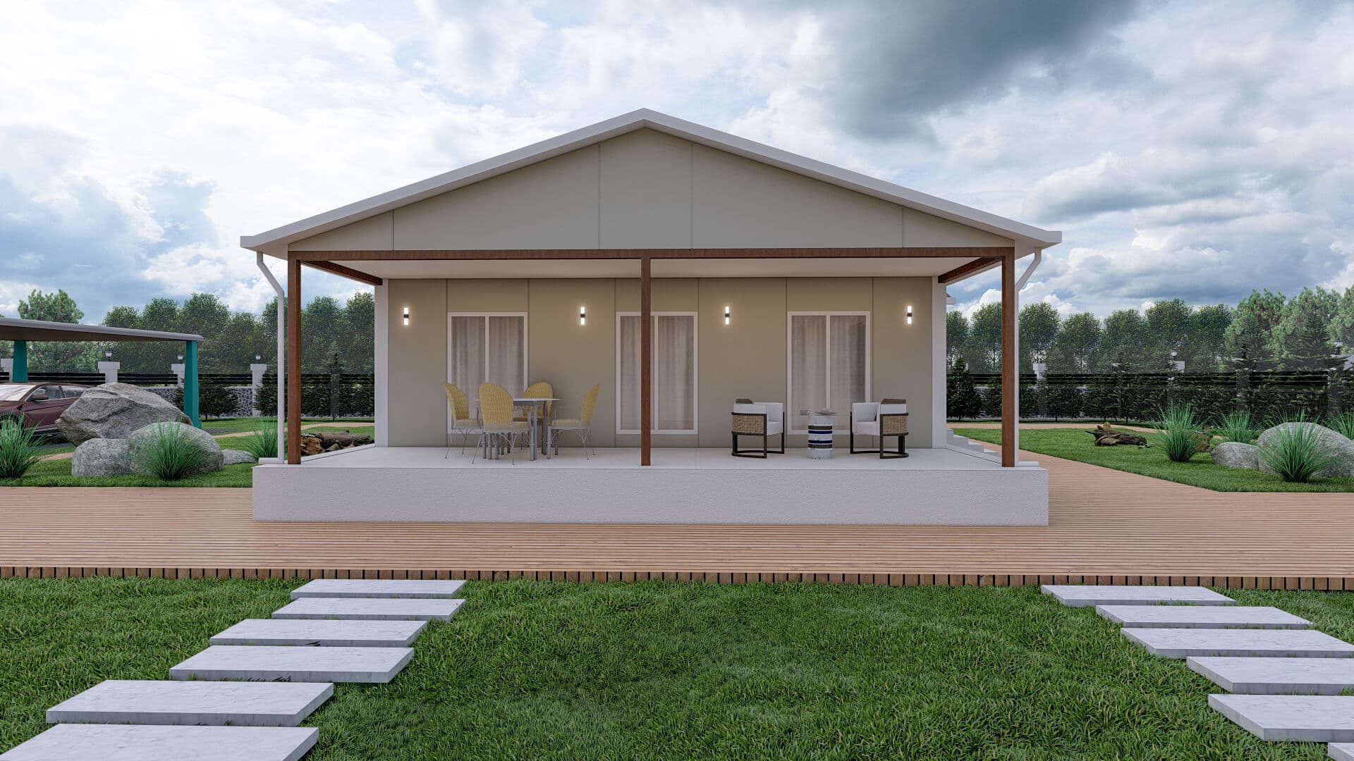 LB-1105 105 m² prefabrik ev dış cephe 1
