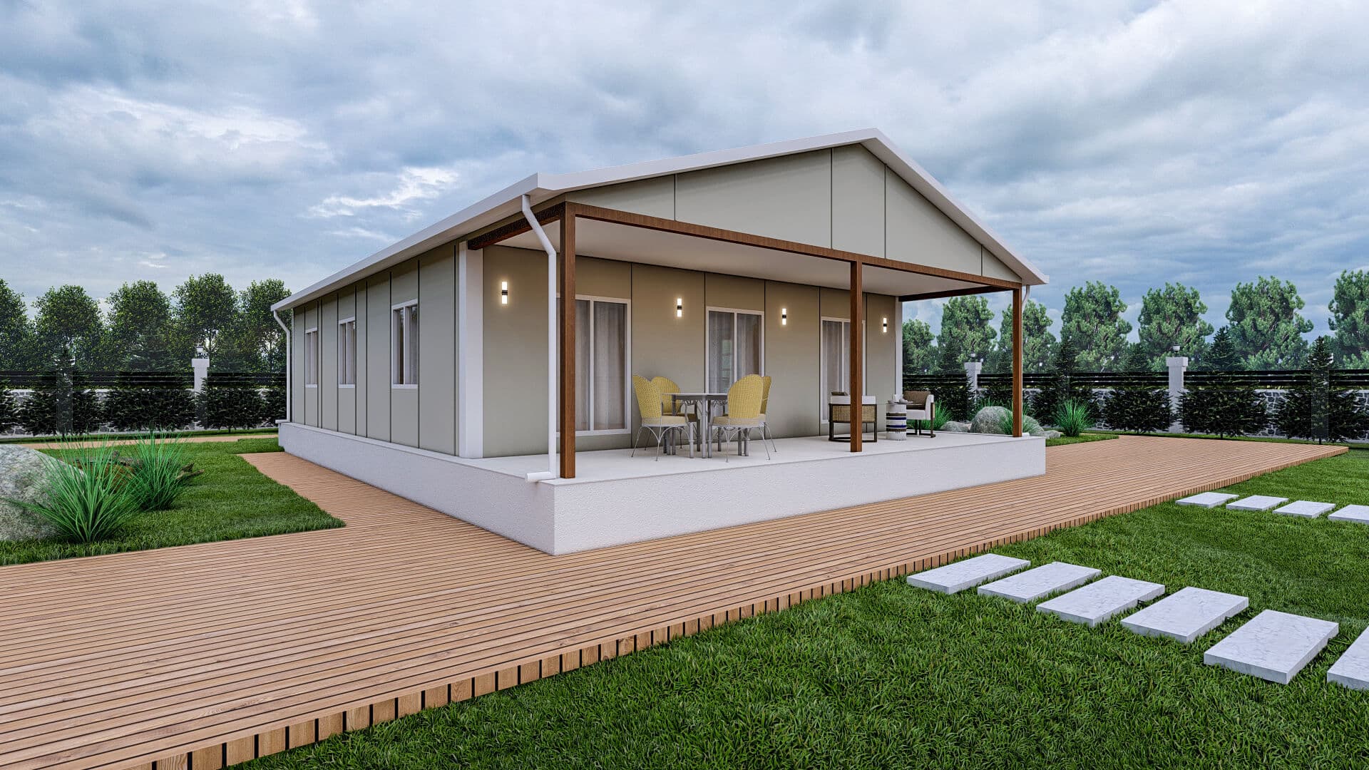 LB-1105 105 m² prefabrik ev dış cephe 2