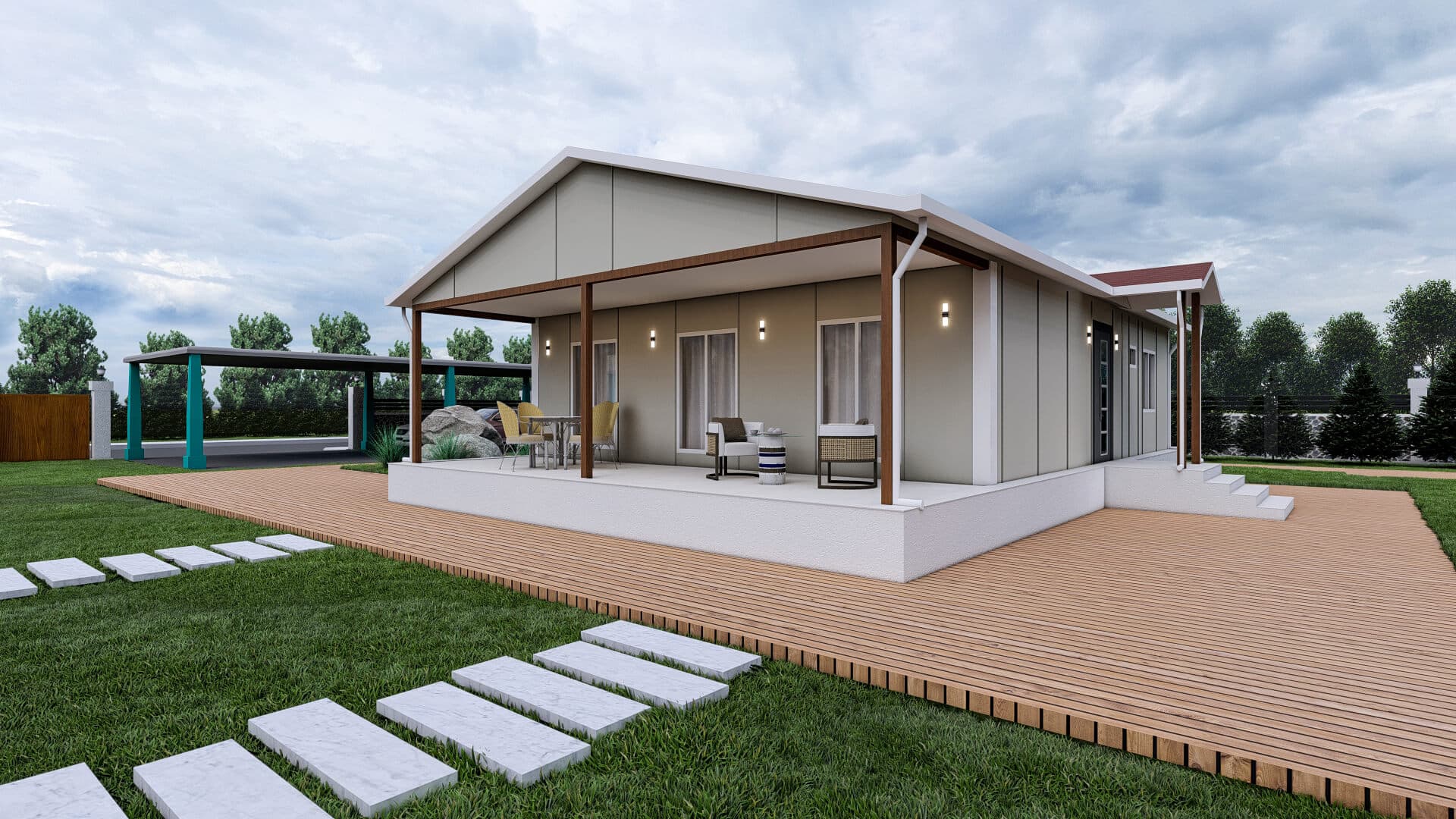 LB-1105 105 m² prefabrik ev dış cephe 3