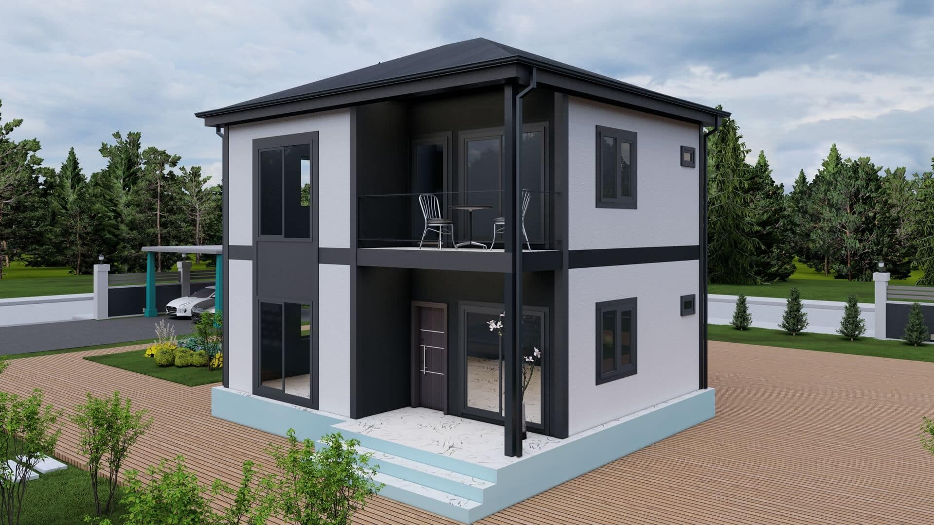 Çift Katlı Çelik 140 m² Konut (Varyant AA) dış cephe