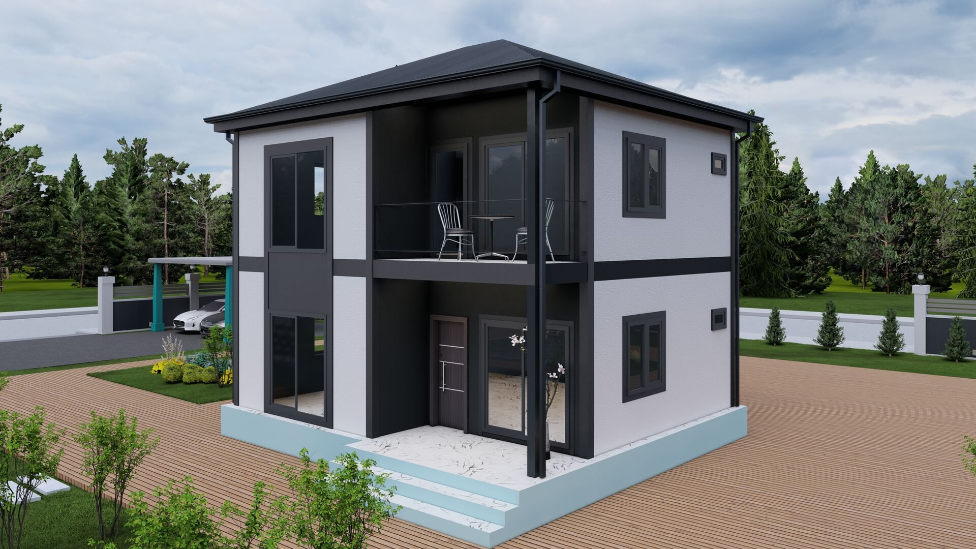 Çift Katlı Çelik 140 m² Konut (Varyant AA) dış cephe
