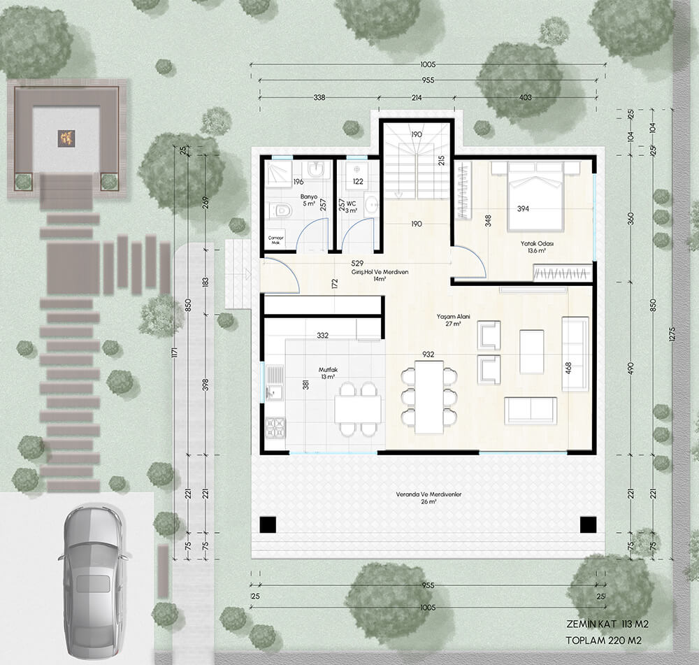 Çift Katlı Çelik 220 m² Konut dış cephe
