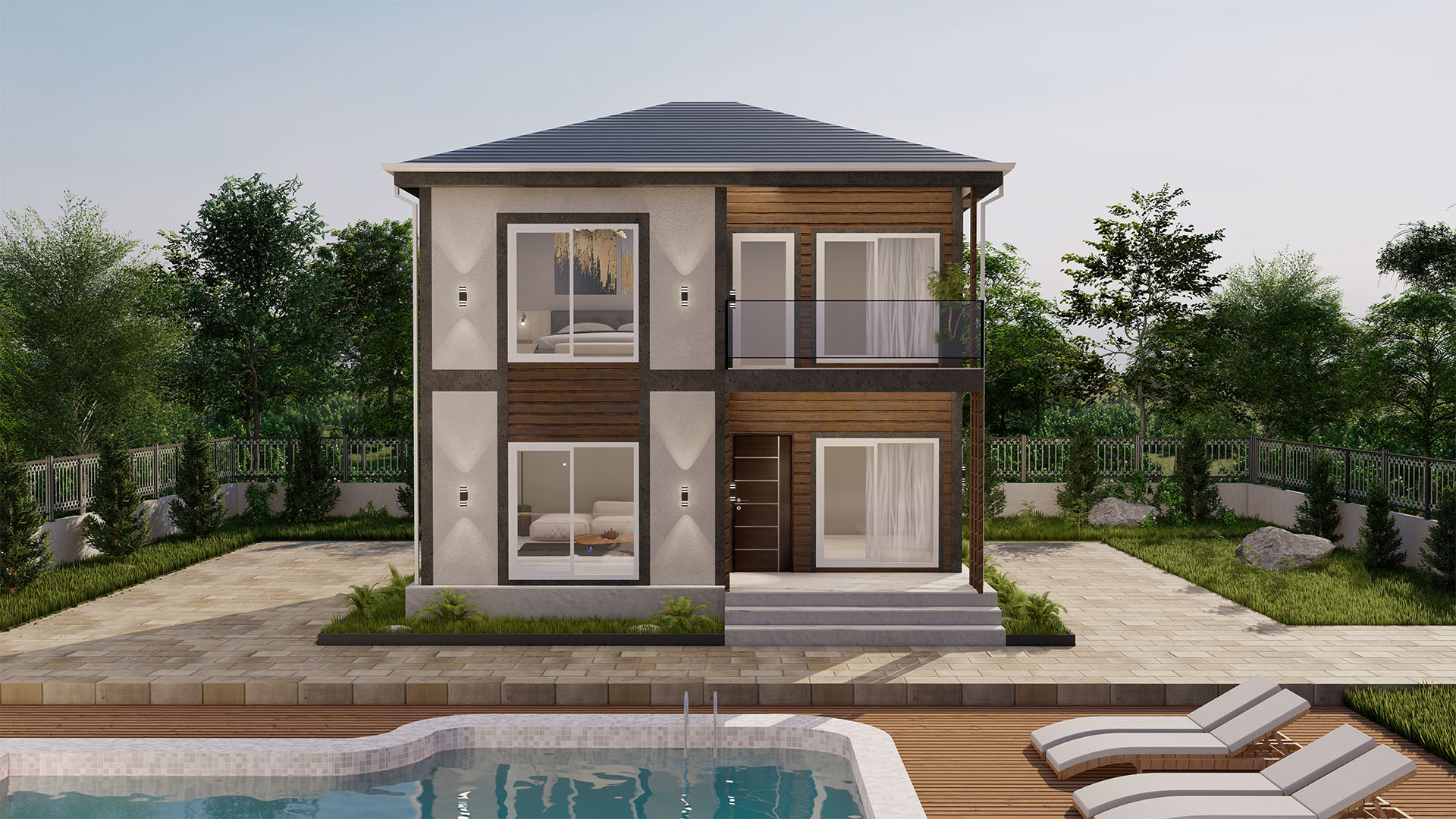 104 m² Çift Kat Prefabrik dış cephe