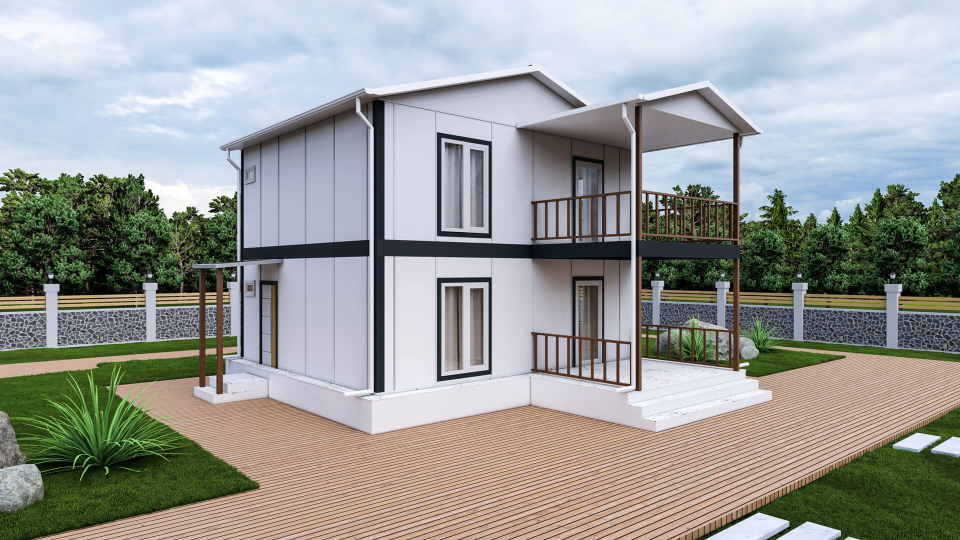 114 m² Çift Kat Prefabrik dış cephe