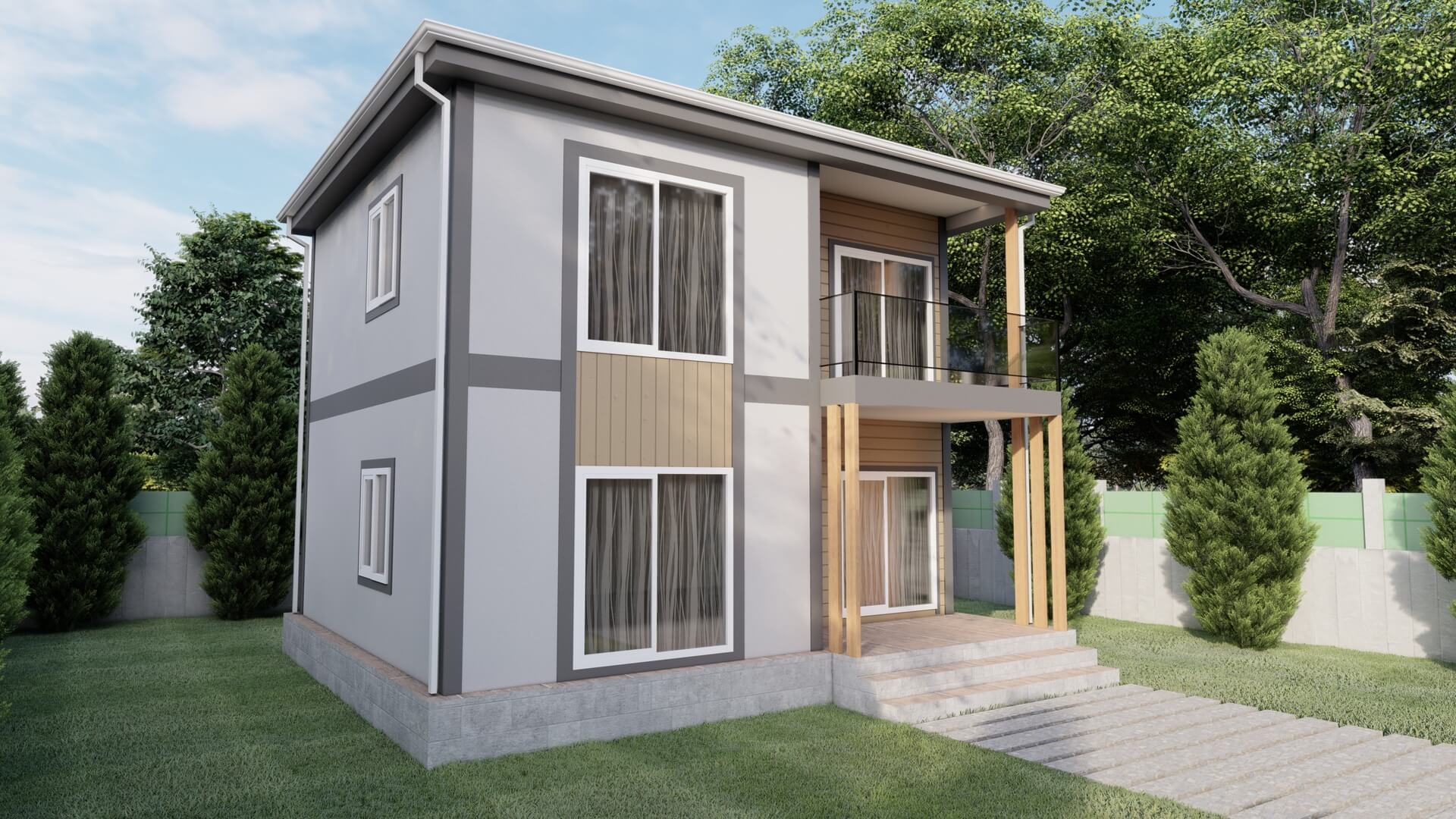 Çift Katlı Prefabrik 120 m² Konut dış cephe