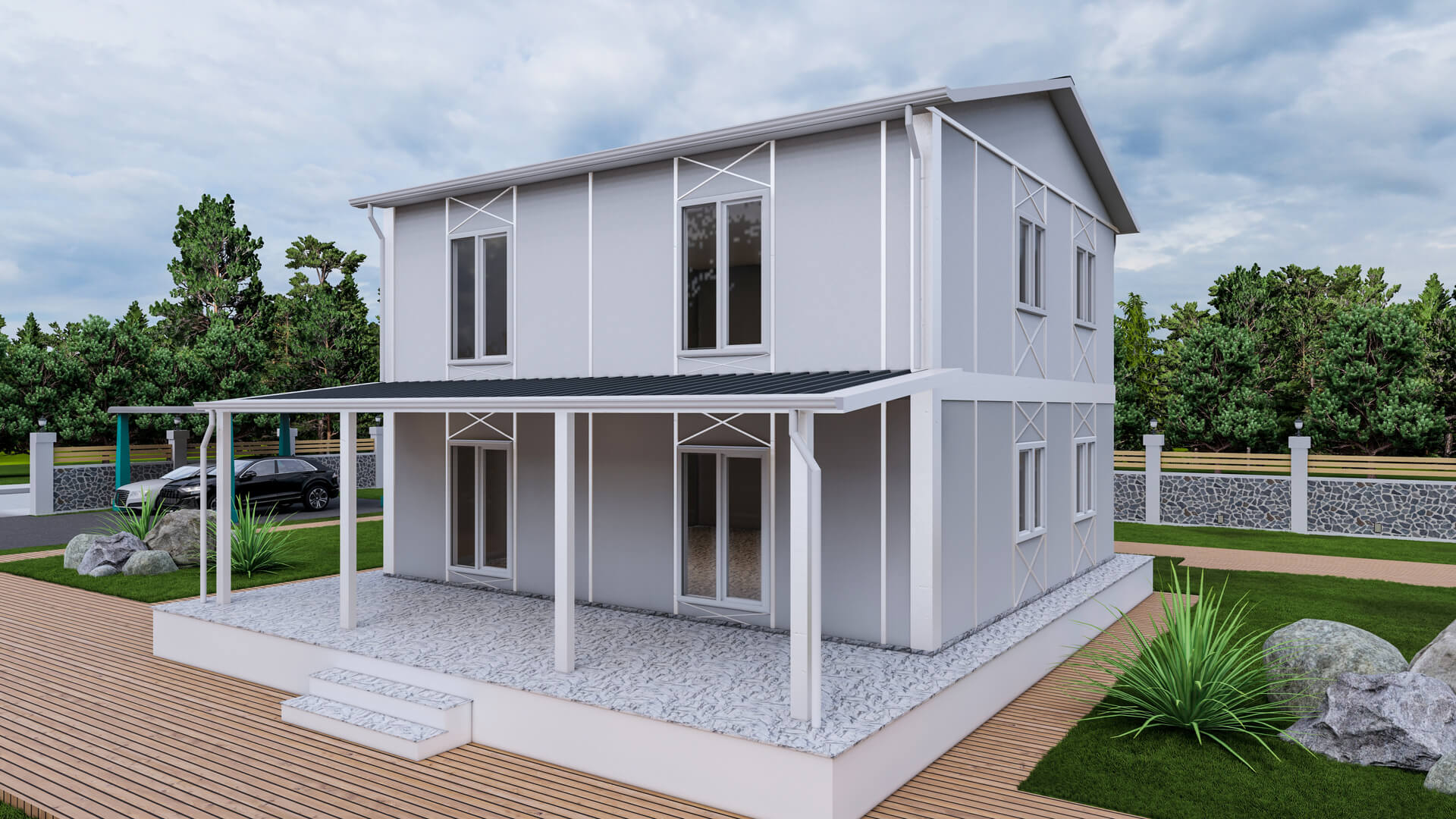 Çift Katlı Prefabrik 132 m² Konut dış cephe