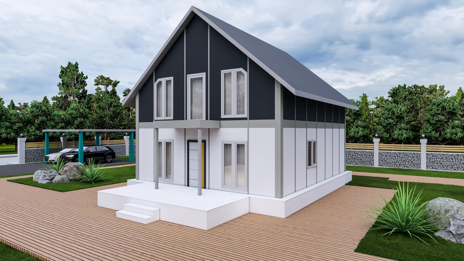Çift Katlı Prefabrik 142 m² Konut dış cephe