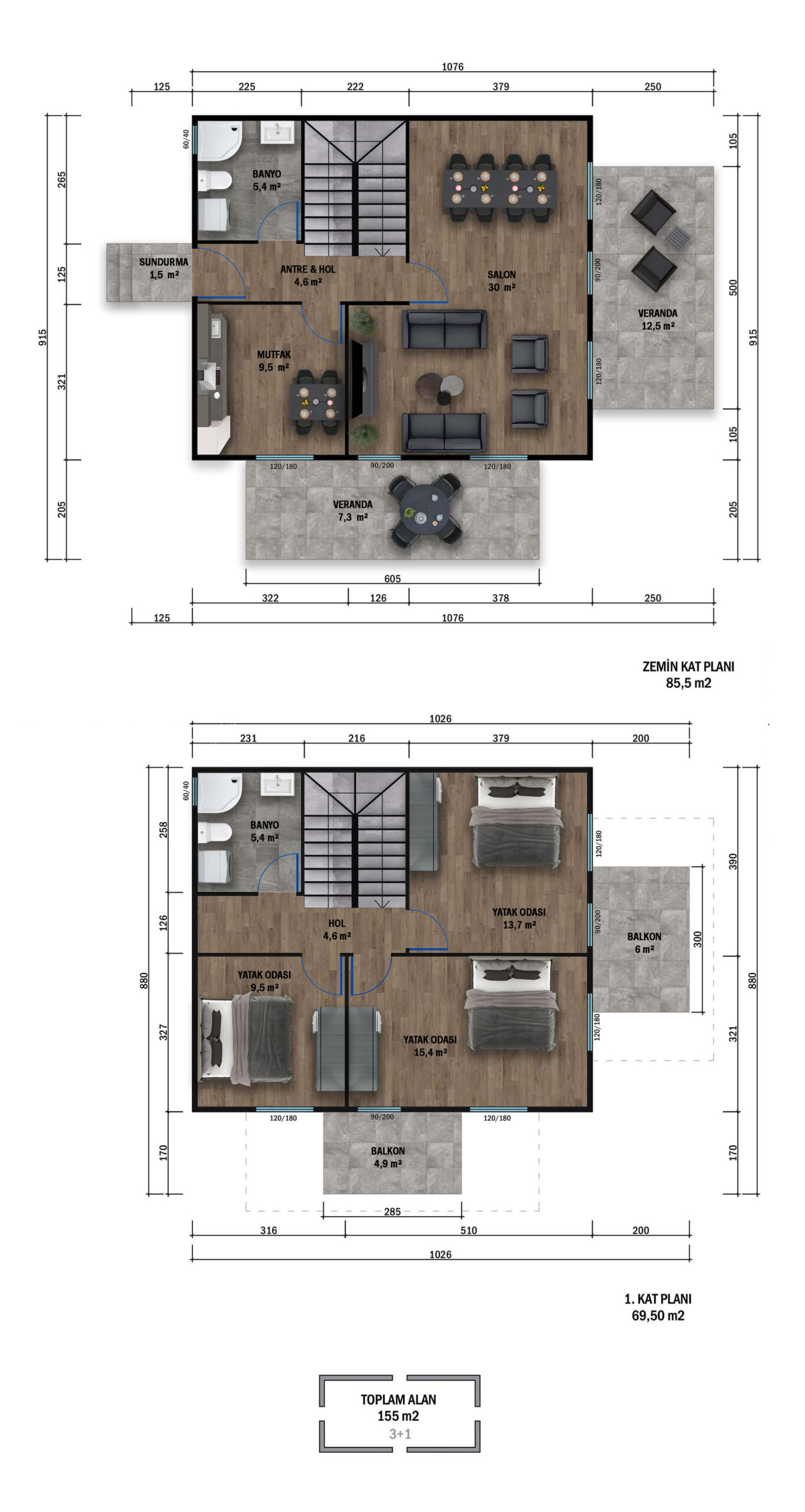 Çift Katlı Prefabrik 155 m² Konut — 4. fotoğraf
