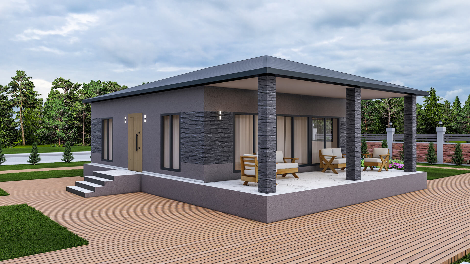Tek Katlı Çelik 82 m² Konut dış cephe