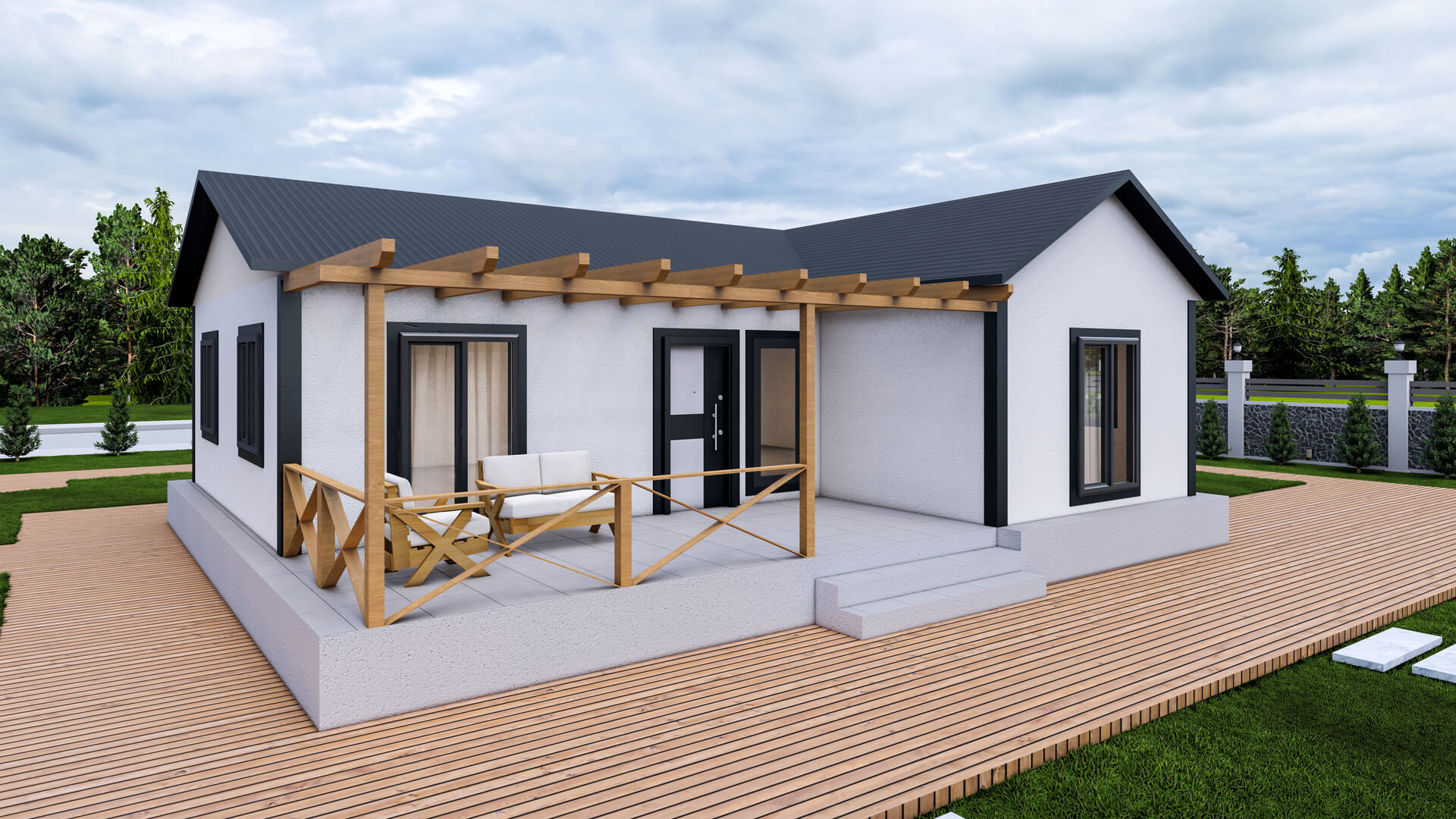 Tek Katlı Çelik 88 m² Konut dış cephe