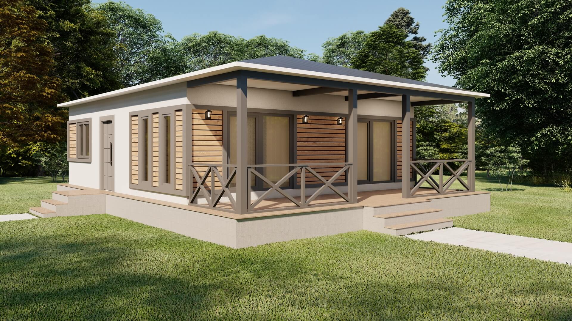 Tek Katlı Çelik 90 m² Konut (LB-1090) dış cephe