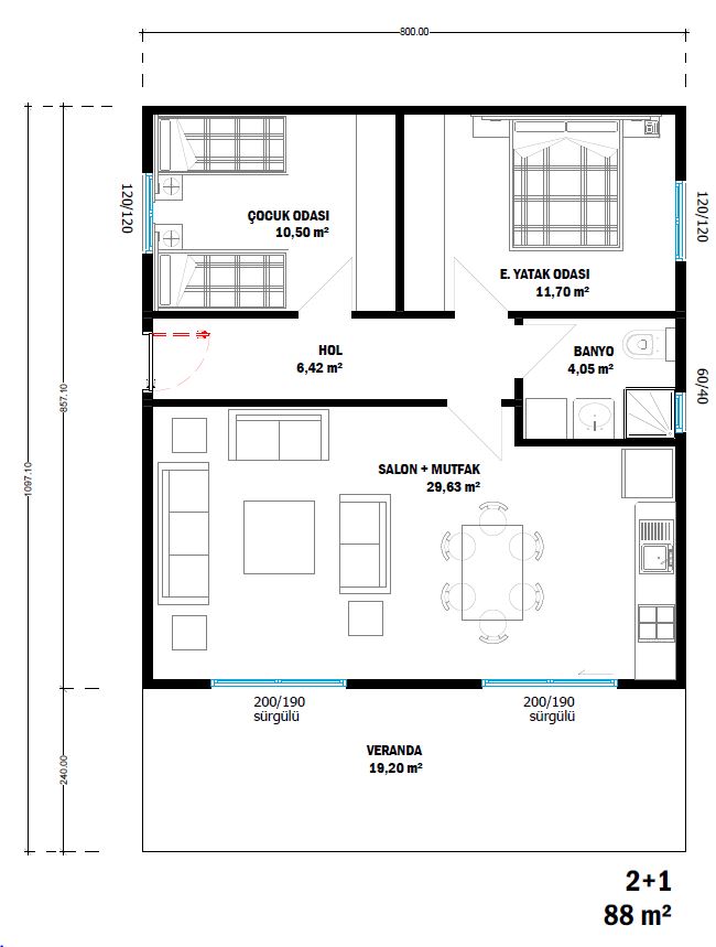 Tek Katlı Çelik 90 m² Konut (LB-1090) — 6. fotoğraf
