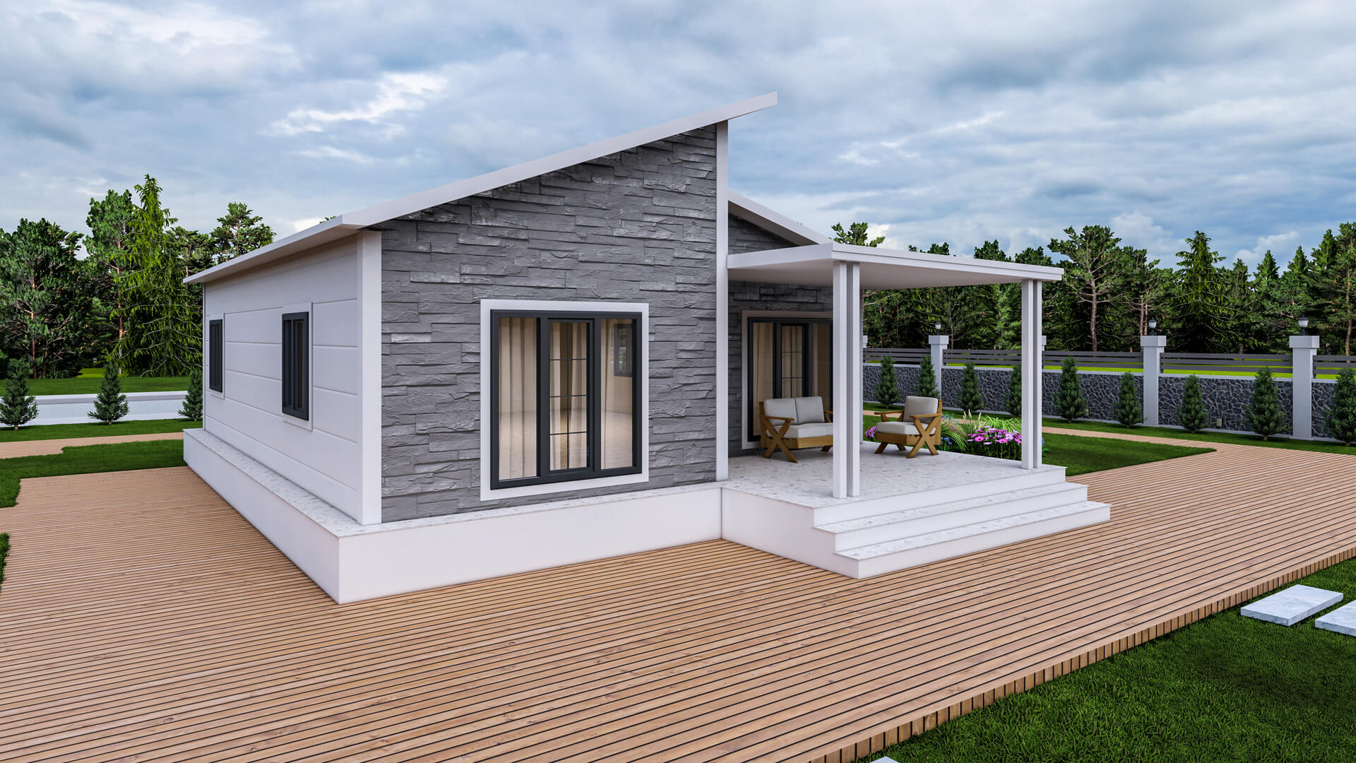 Tek Katlı Çelik 92 m² Konut dış cephe