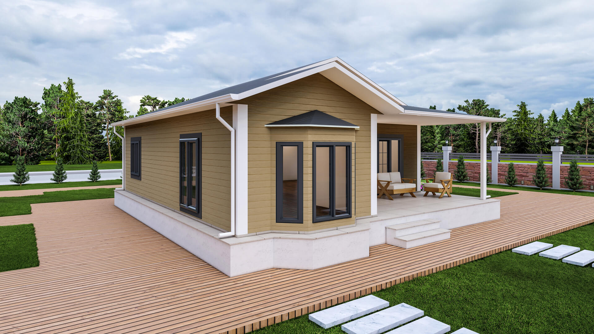 Tek Katlı Çelik 95 m² Konut dış cephe