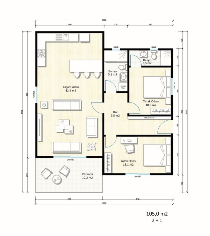 Tek Katlı Çelik 105 m² Konut — 4. fotoğraf