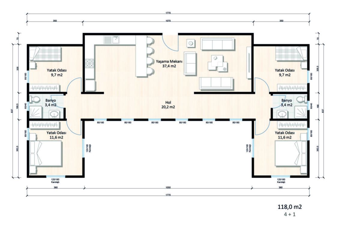 Tek Katlı Çelik 118 m² Konut — 7. fotoğraf