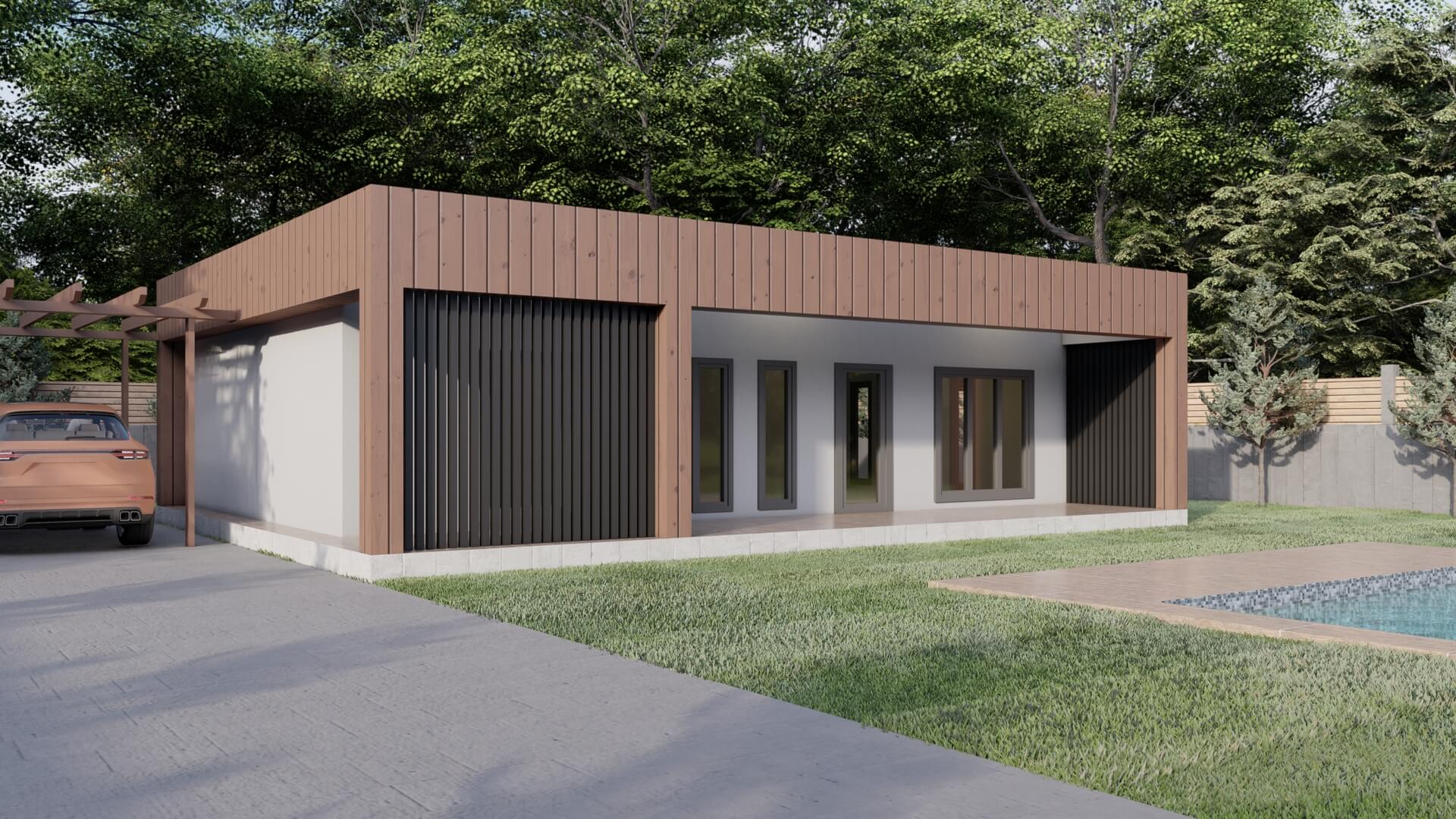 Tek Katlı Çelik 130 m² Konut dış cephe