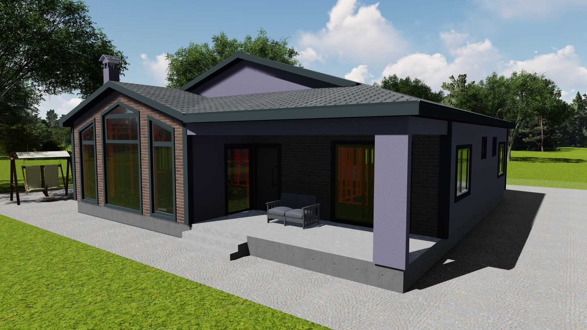 Tek Katlı Çelik 150 m² Konut dış cephe