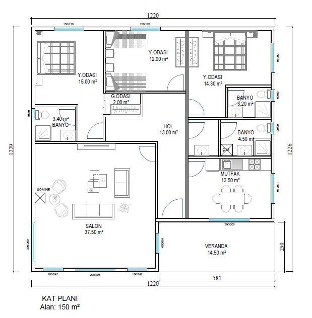 Tek Katlı Çelik 150 m² Konut — 4. fotoğraf