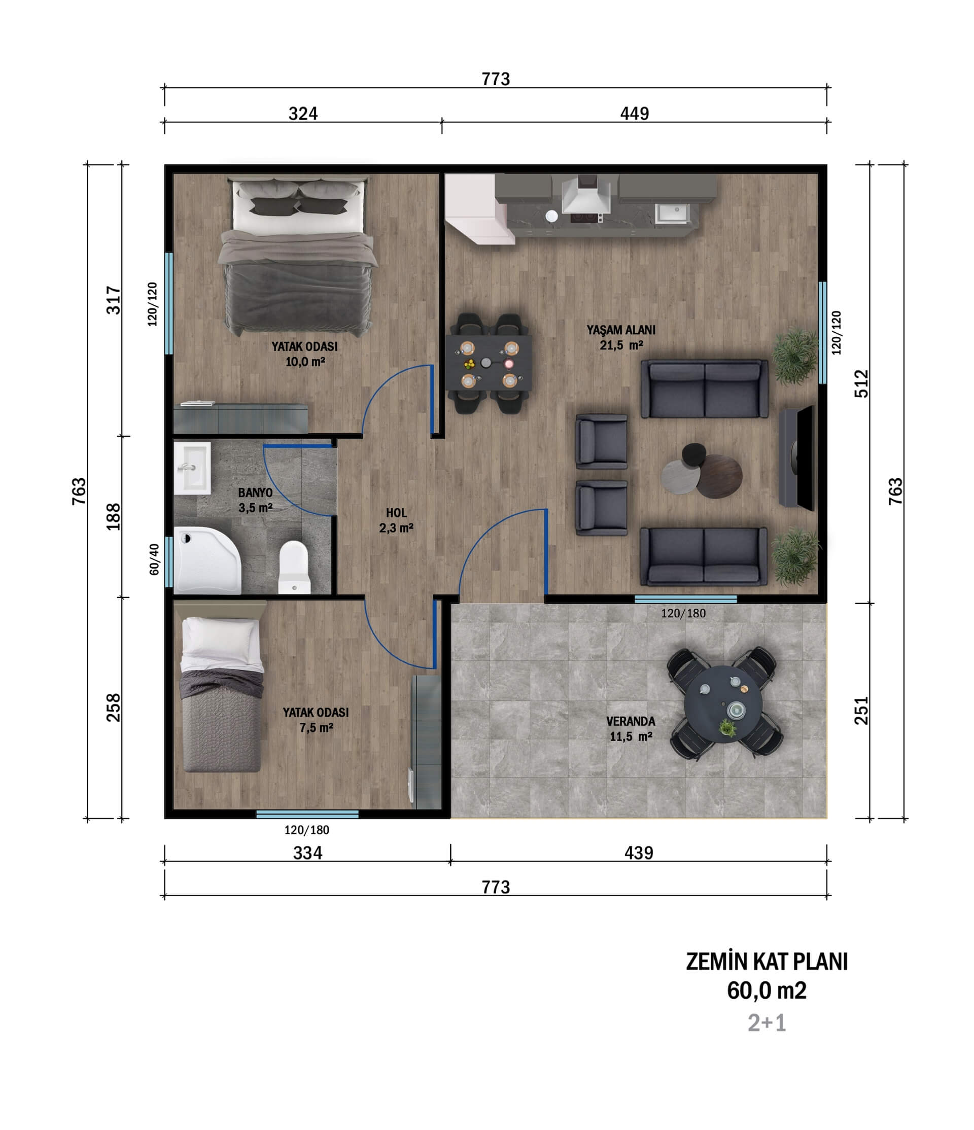 Tek Katlı Prefabrik 60 m² Konut — 4. fotoğraf