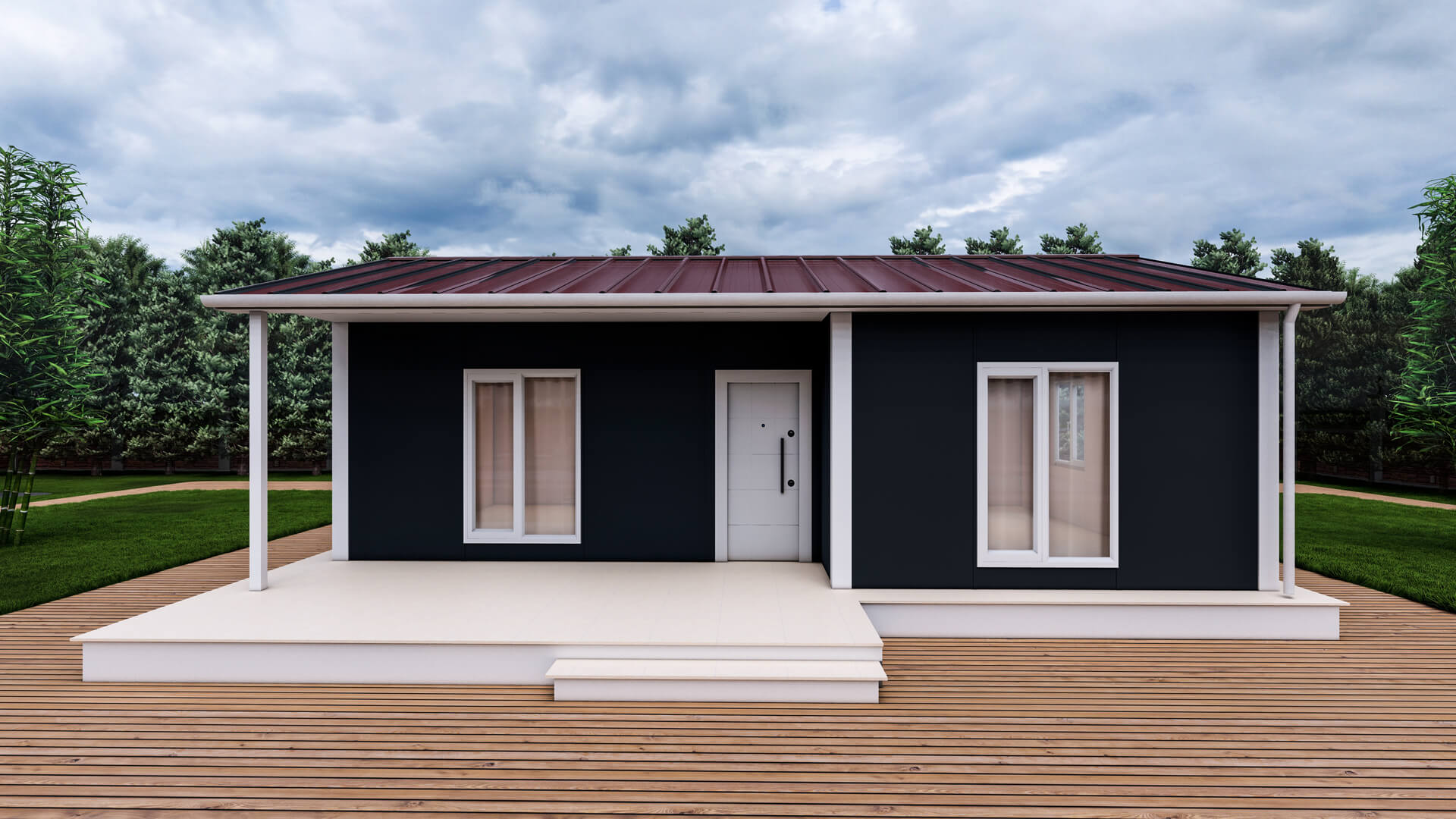 65 m² Tek Kat Prefabrik dış cephe