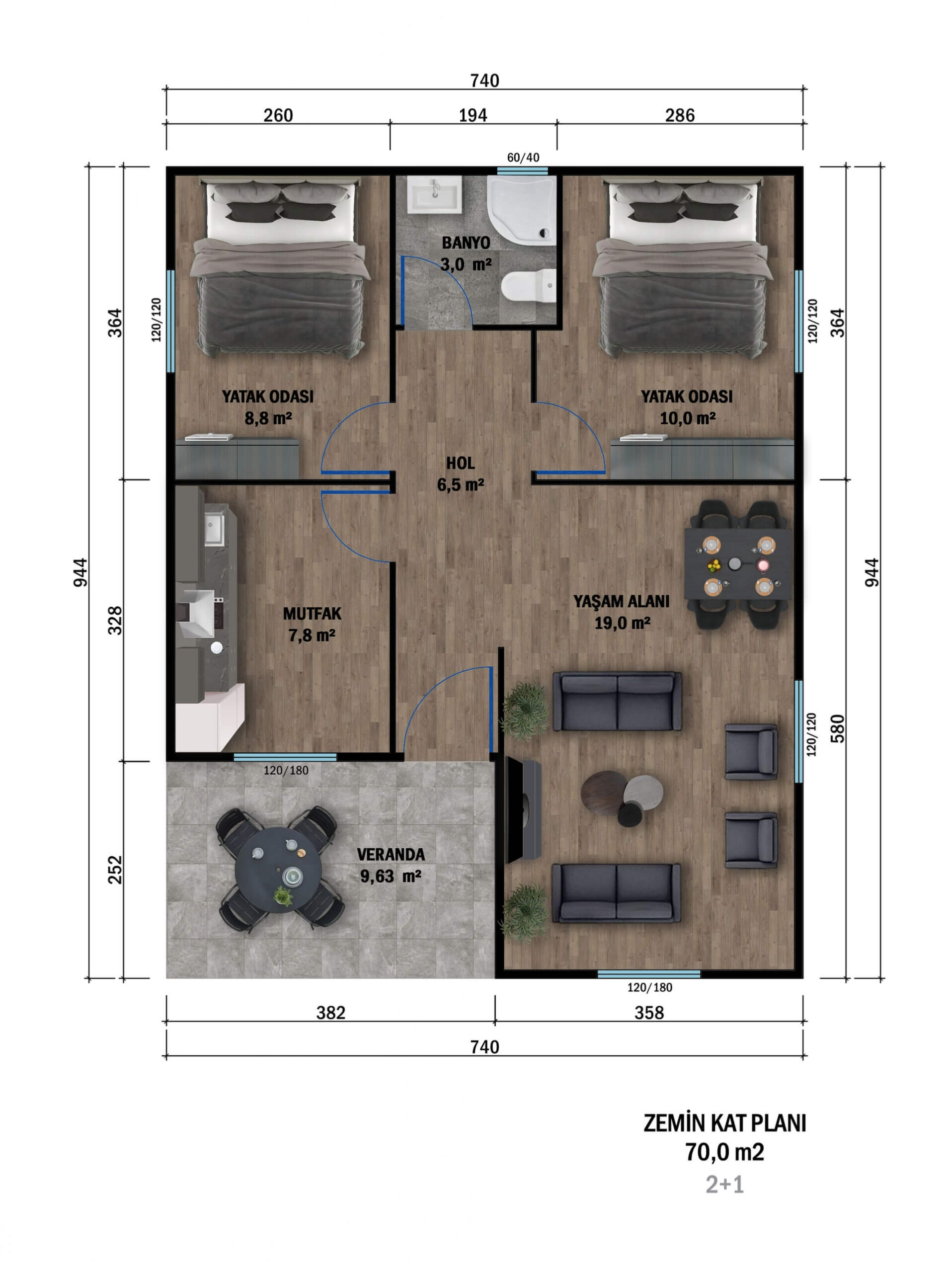 Tek Katlı Prefabrik 70 m² Konut — 4. fotoğraf