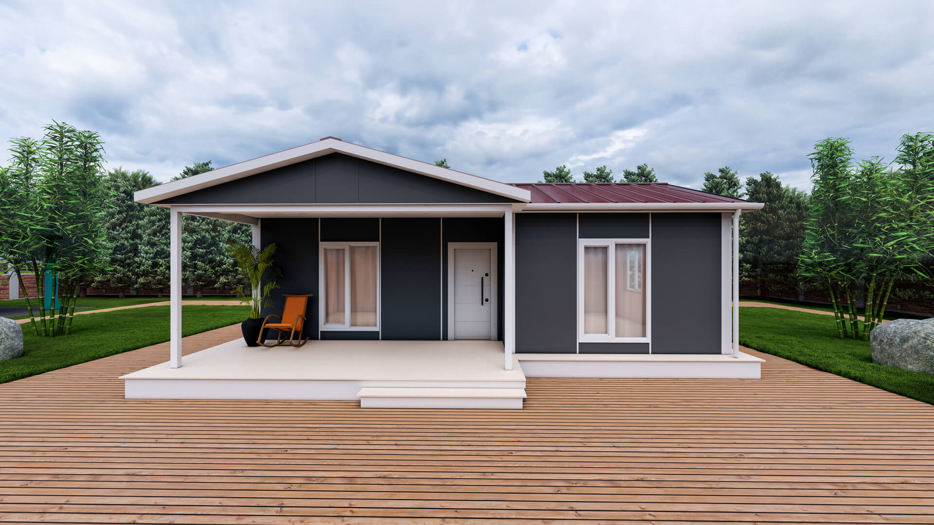 Tek Katlı Prefabrik 74 m² Konut dış cephe