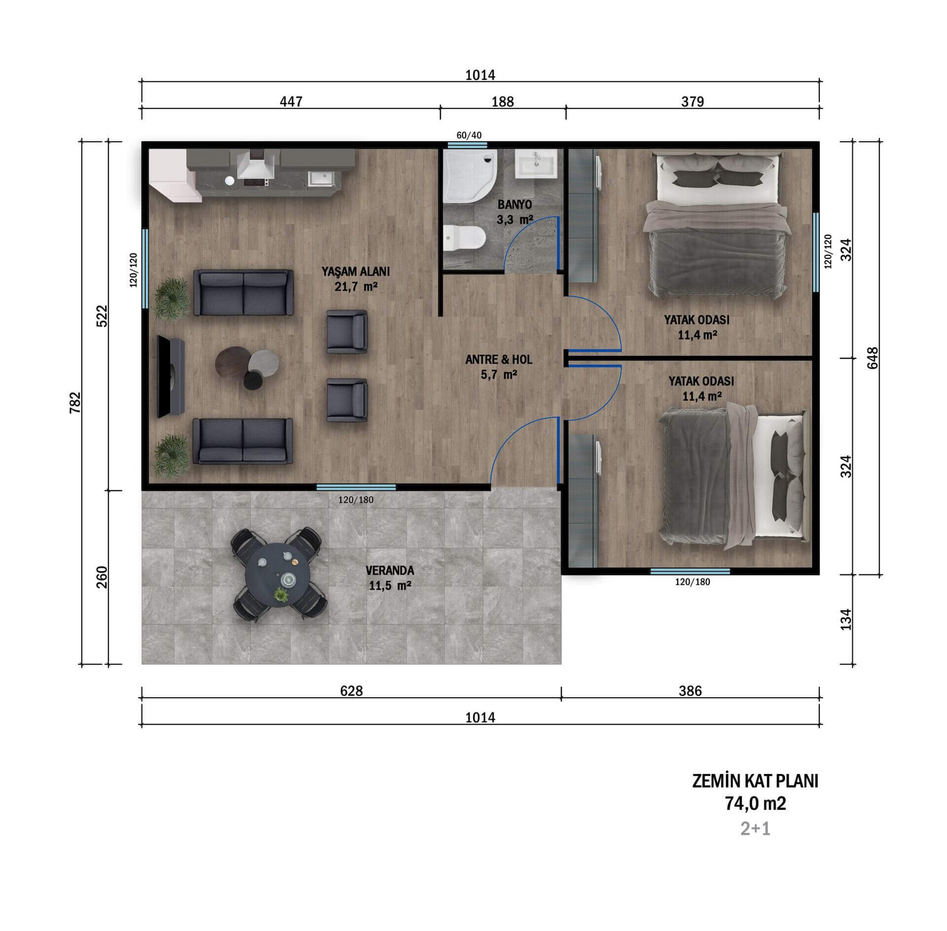 Tek Katlı Prefabrik 74 m² Konut — 5. fotoğraf