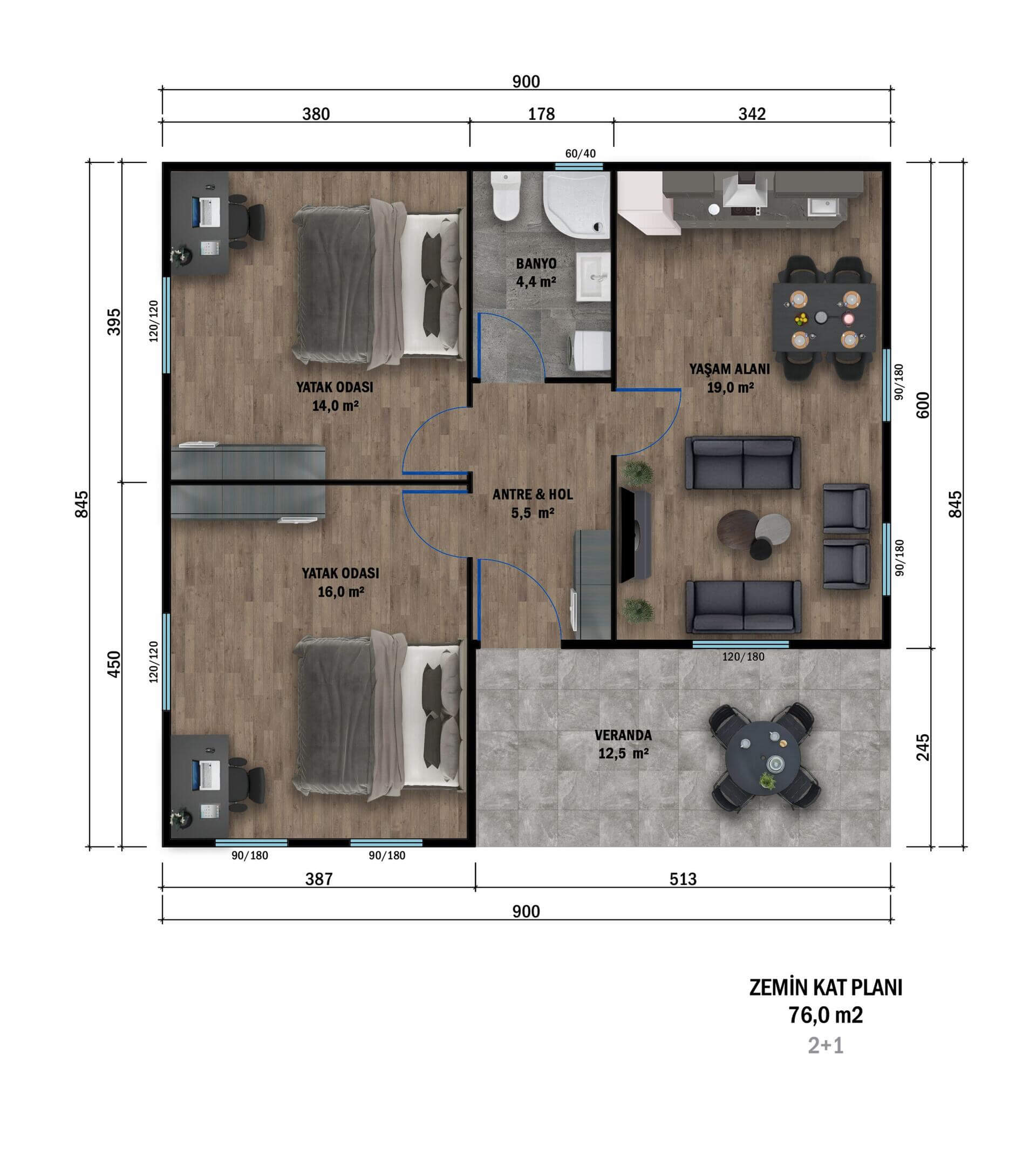 Tek Katlı Prefabrik 76 m² Konut — 4. fotoğraf
